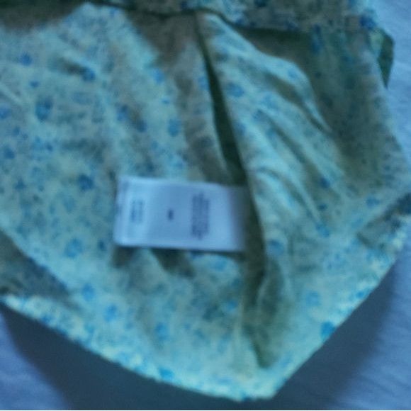 Lucky Brand Lucky Brand Yellow Blue Floral Smock Short Sleeve Sz. M Top Size M / US 6-8 / IT 42-44 - 7 Thumbnail