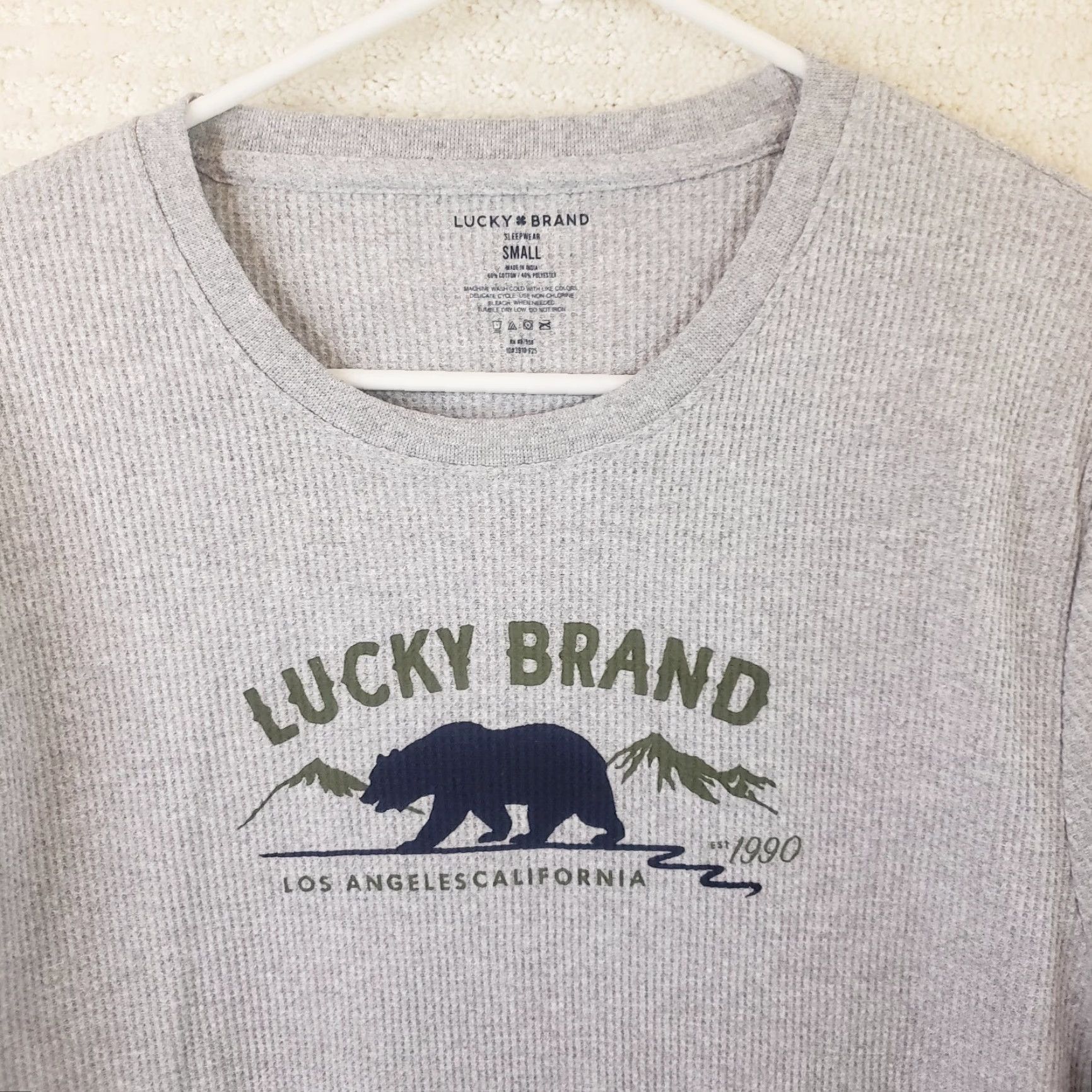 Lucky Brand Lucky Brand Henley Waffle Knit Long Sleeve Tee Gray Mens S Bear Logo New Vintage Size US S / EU 44-46 / 1 - 3 Thumbnail