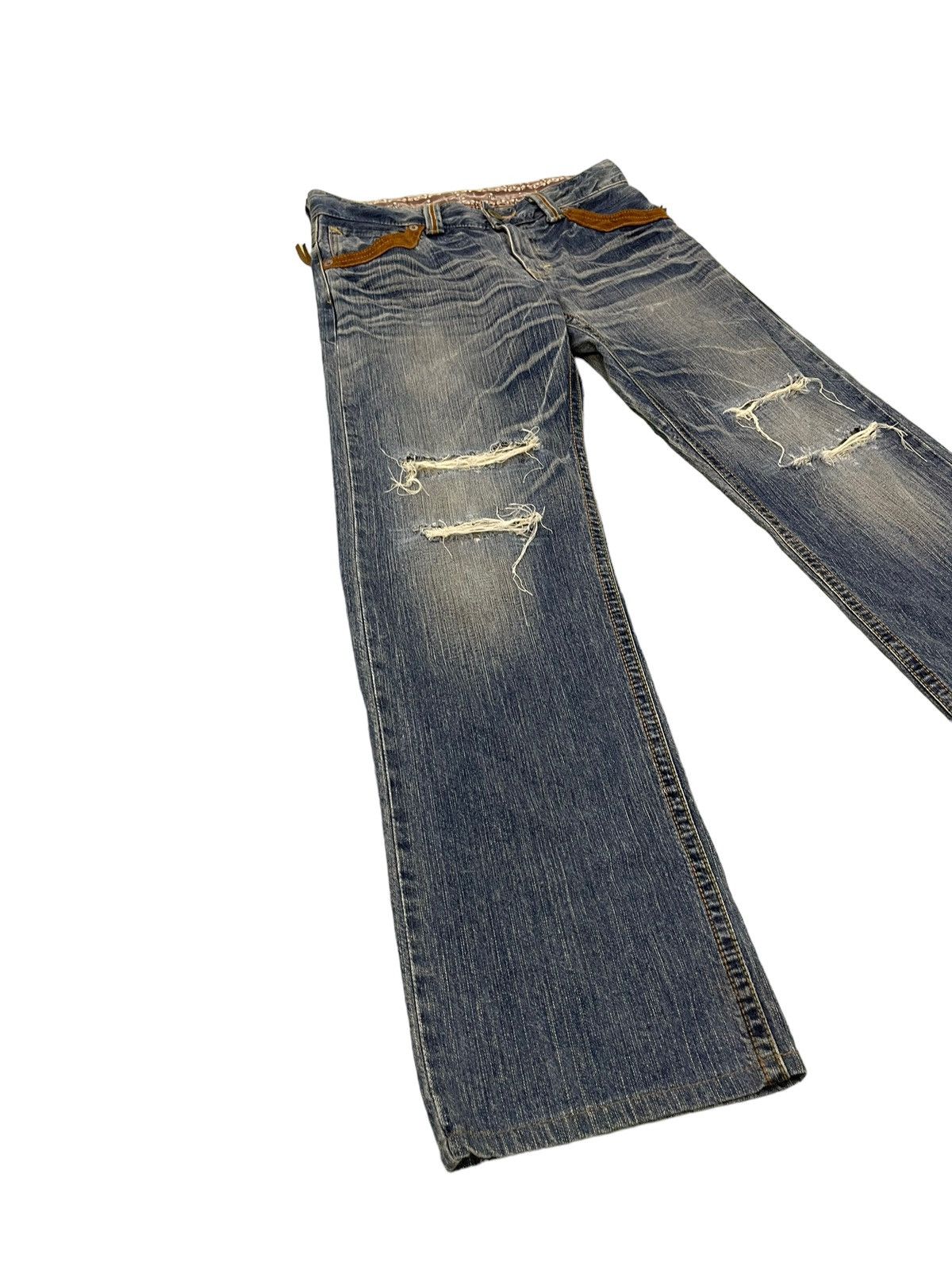 Le Grande Bleu (L.G.B.) Distress Jeans Edwin Japan Faded Regular Fit 7🟦6 Size US 33 - 2 Thumbnail