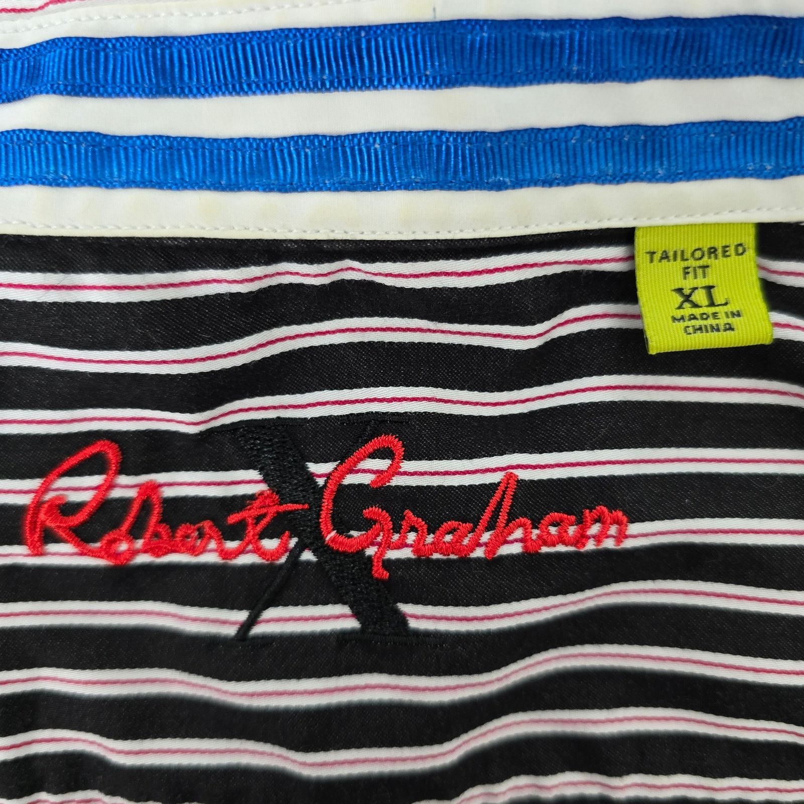 Robert Graham Robert Graham X Anniversary Shirt Flip Cuffs Stripe Tailored Size US XL / EU 56 / 4 - 12 Thumbnail