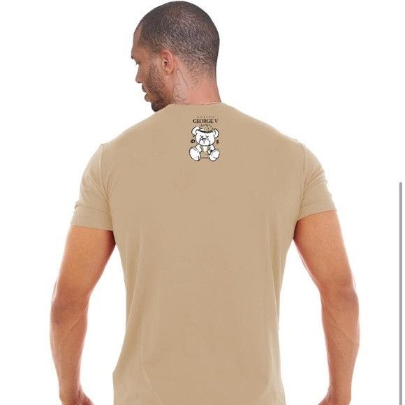 Designer George V Black Beige Designer Men’s Rhinestone Tee Shirt Size US L / EU 52-54 / 3 - 2 Thumbnail