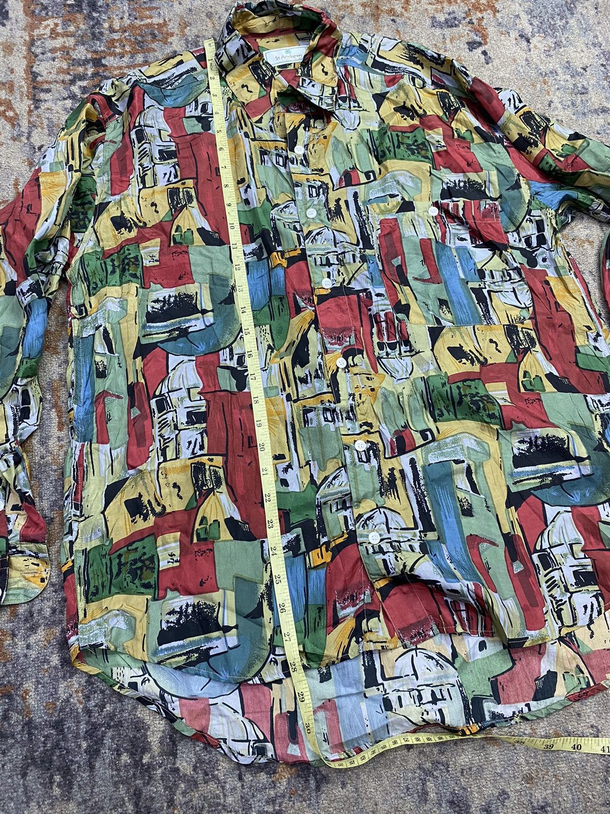 Designer × Vintage Vintage silk shirt st Andrews Size US L / EU 52-54 / 3 - 9 Thumbnail