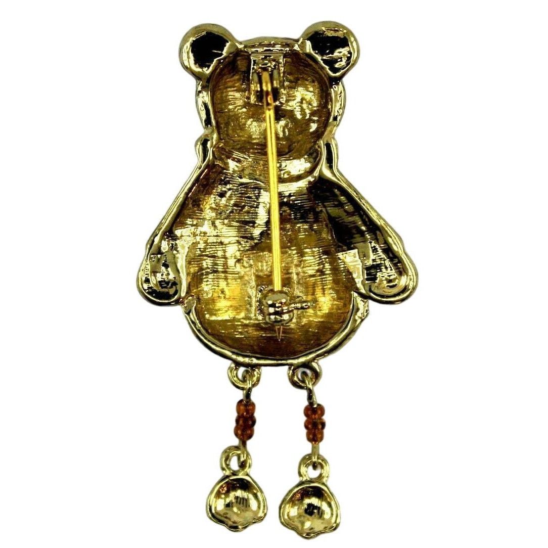 Other Enamel Bear Brooch •Christmas Sweater & Scarf •Dangle Legs Size ONE SIZE - 2 Thumbnail