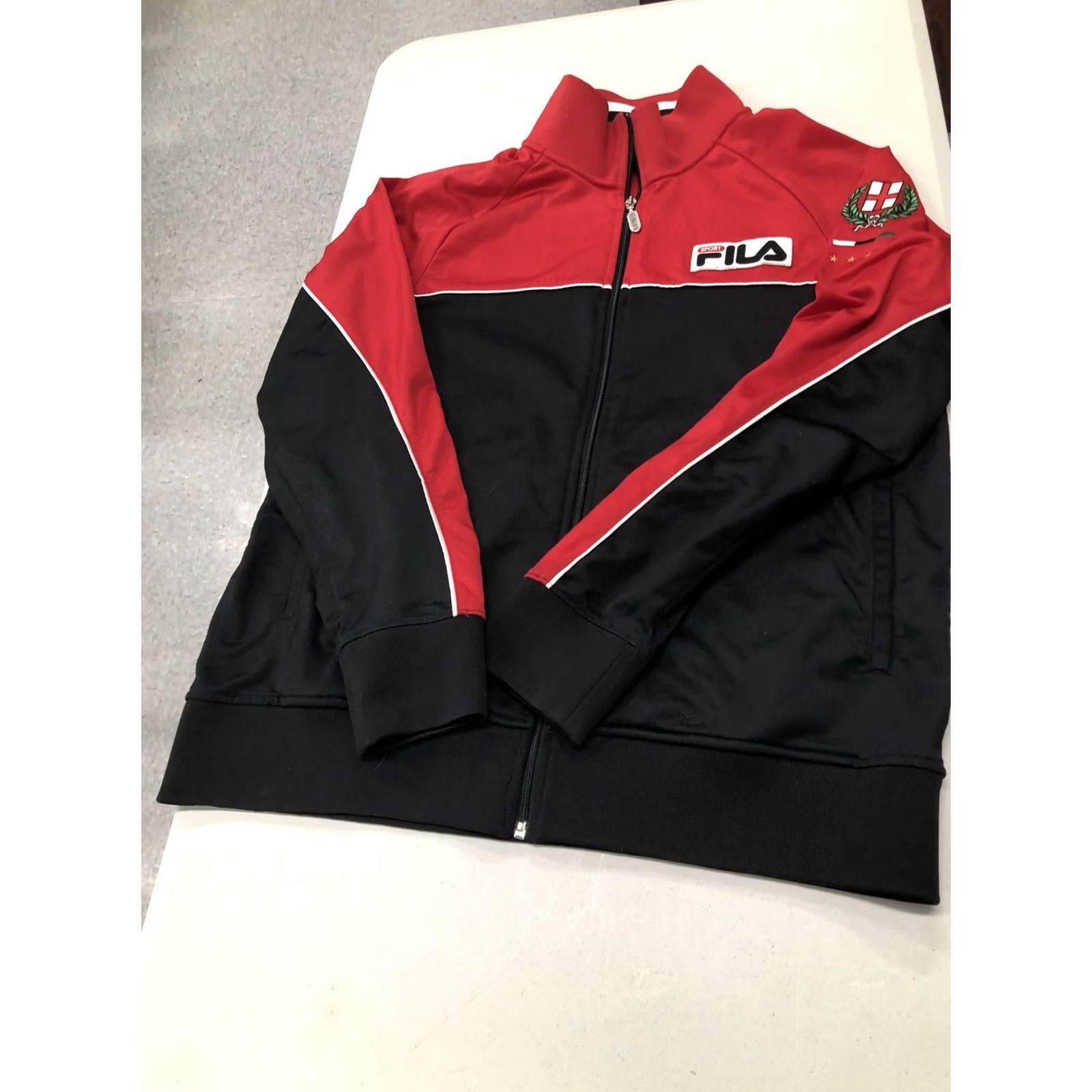 Fila VINTAGE FILA Sport ITALIA Italy SOCCER Futbol TRACK JACKET Red Black Large Size US L / EU 52-54 / 3 - 7 Thumbnail