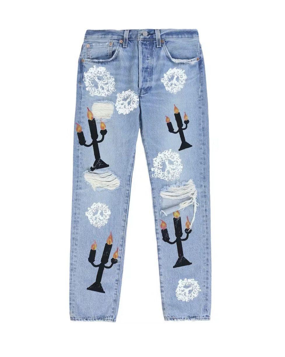 DENIM TEARS × Virgil Abloh "Message in a Tear" Levi's Jeans DENIM TEARS × VIRGIL ABLOH Size US 33 - 1 Thumbnail