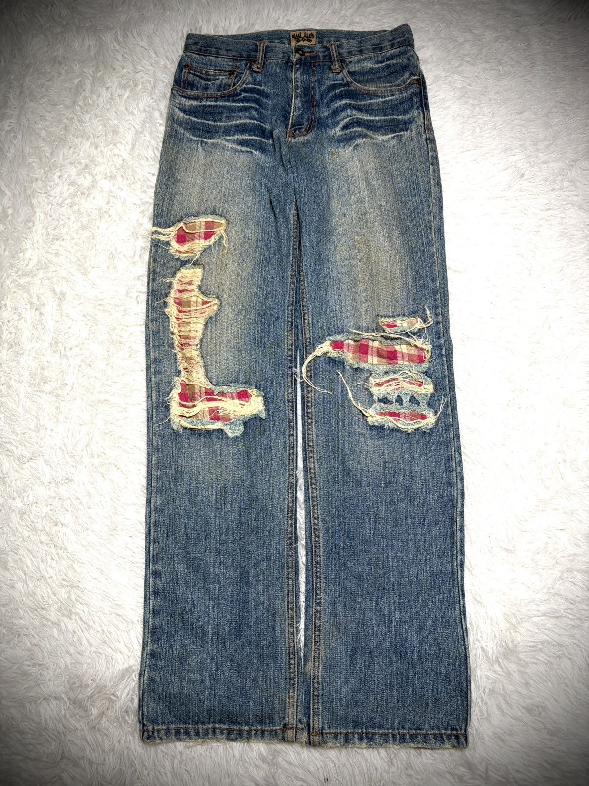 Hysteric Glamour 2000s Japanese Label tartans punk distressed ripped jeans Size US 30 / EU 46 - 1 Thumbnail