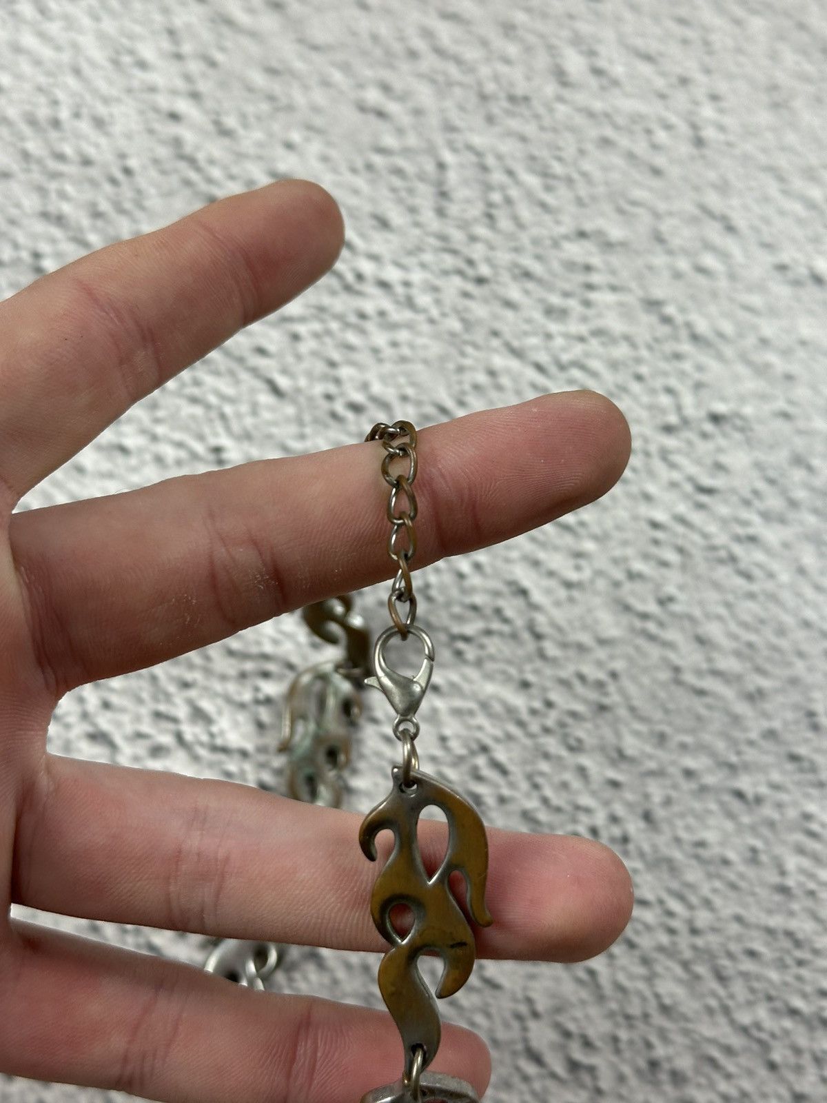 Japanese Brand Crazy Y2K Fire Chain SK8 Opium Gothic Metal Style Rock Punk Size ONE SIZE - 5 Thumbnail
