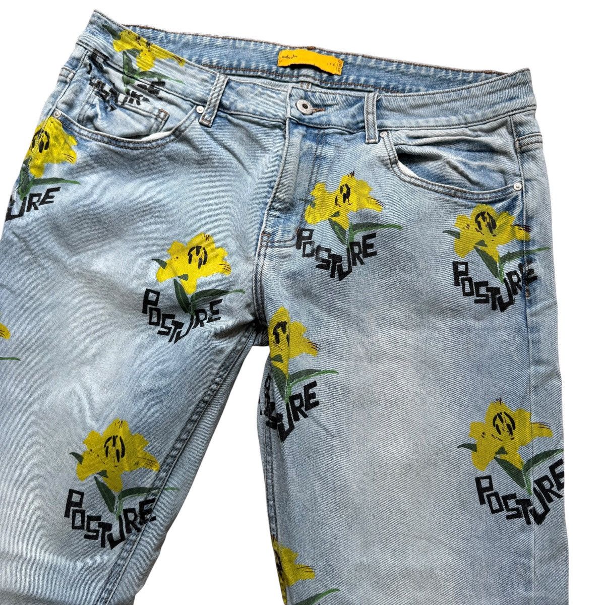 Vintage Posture Apparel Lifes A Garden all over print denim pants Size US 36 / EU 52 - 3 Thumbnail