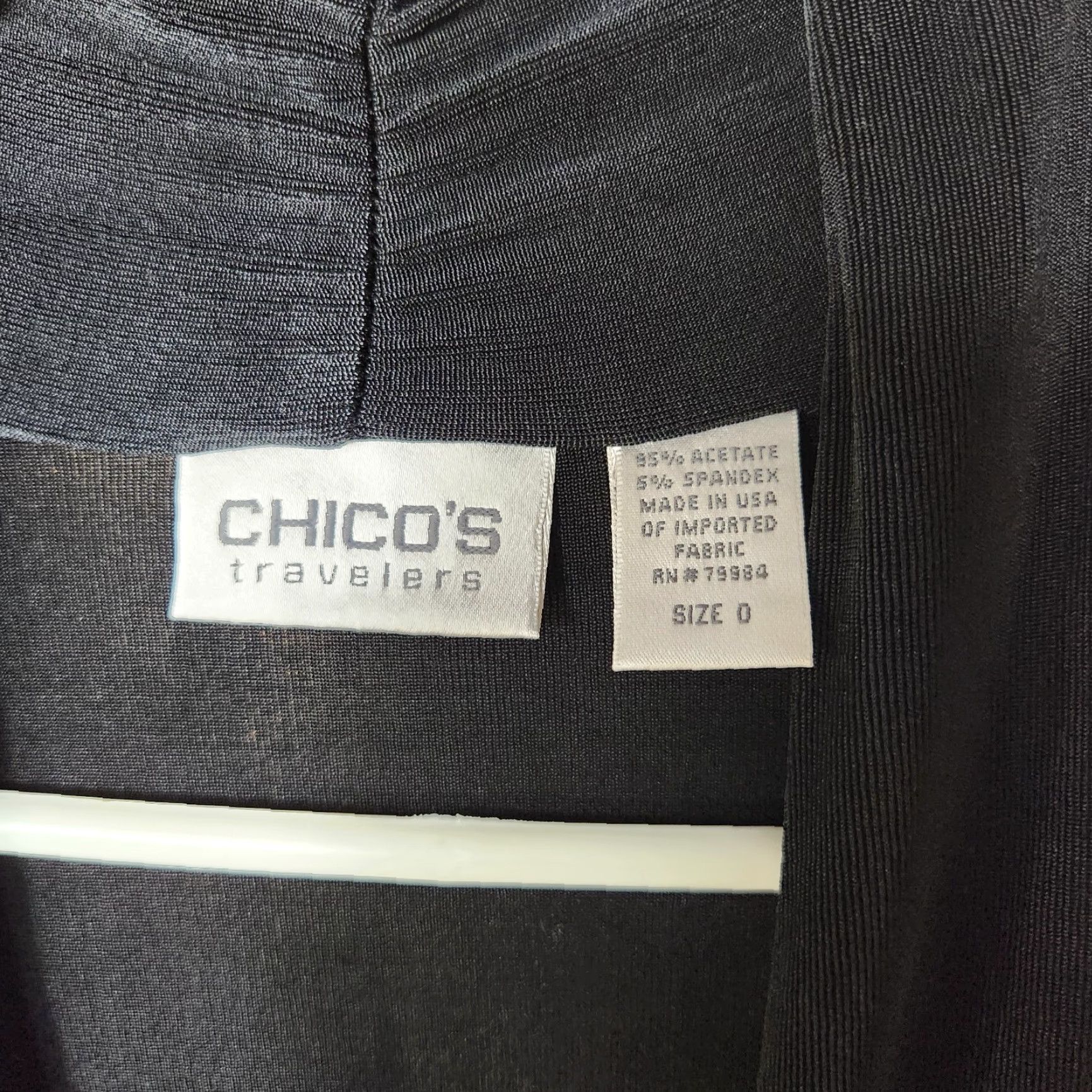 Vintage Chicos Travelers Black Slinky Surplice 3/4 Sleeve Knee Length Fit/Flare Dress |XS/4| Size S / US 4 / IT 40 - 2 Thumbnail