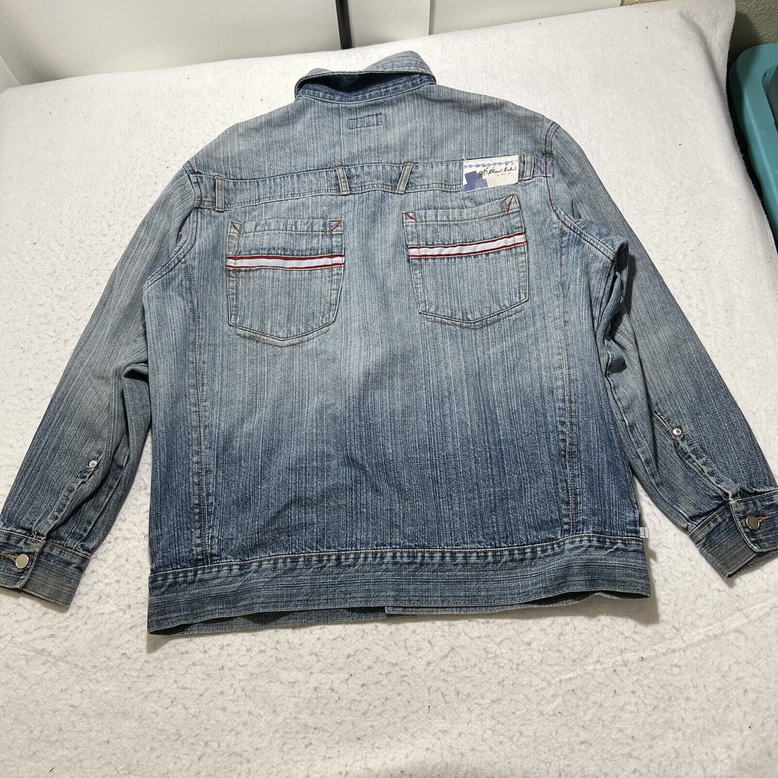 GB GB Black Label Large Jean Jacket Light Blue Distressed Size US L / EU 52-54 / 3 - 9 Thumbnail