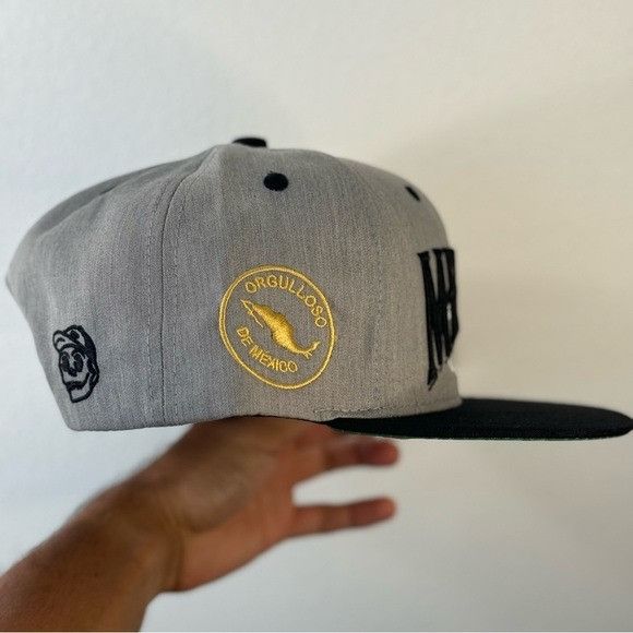 Designer NEW QUE VIVA MEXICO HEATHER GRAY/BLACK FLAT BILL SNAPBACK Size ONE SIZE - 5 Thumbnail