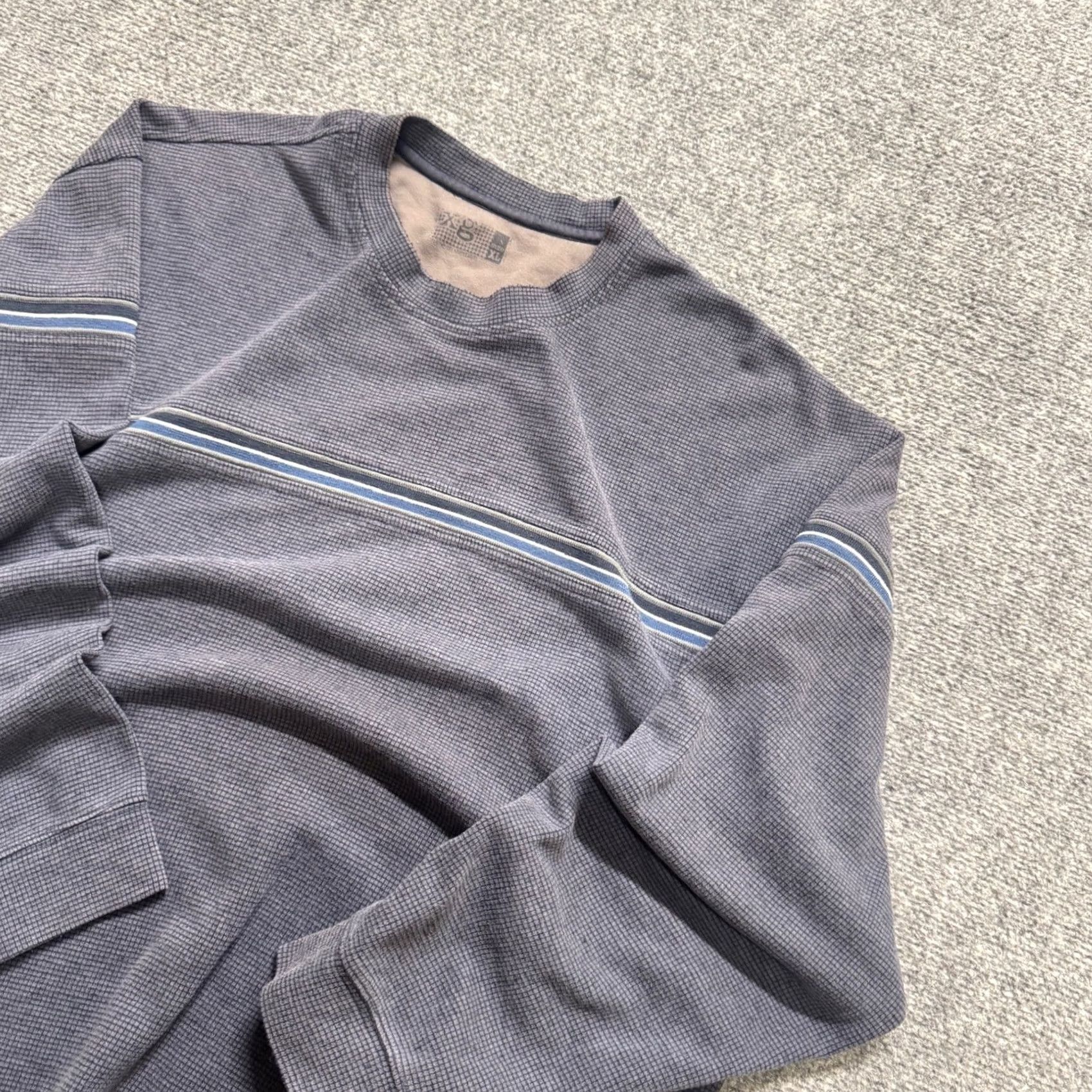 Vintage Y2K XG Sweatshirt Men XL Striped Cotton Pullover Thermal Blue Size US XL / EU 56 / 4 - 2 Thumbnail