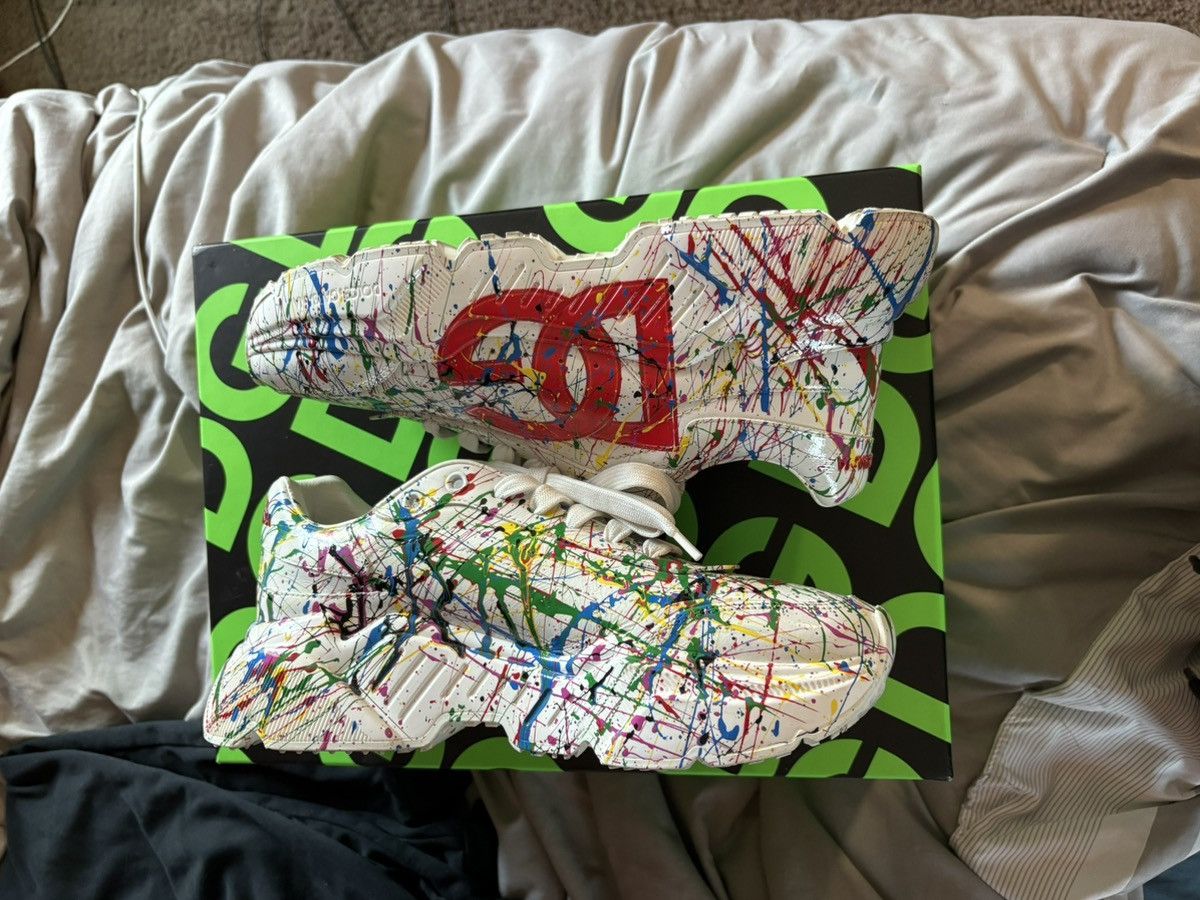 Dolce & Gabbana Dolce & Gabbana Men's Paint Splatter Low Top Sneakers Size US 8 / EU 41 - 3 Thumbnail