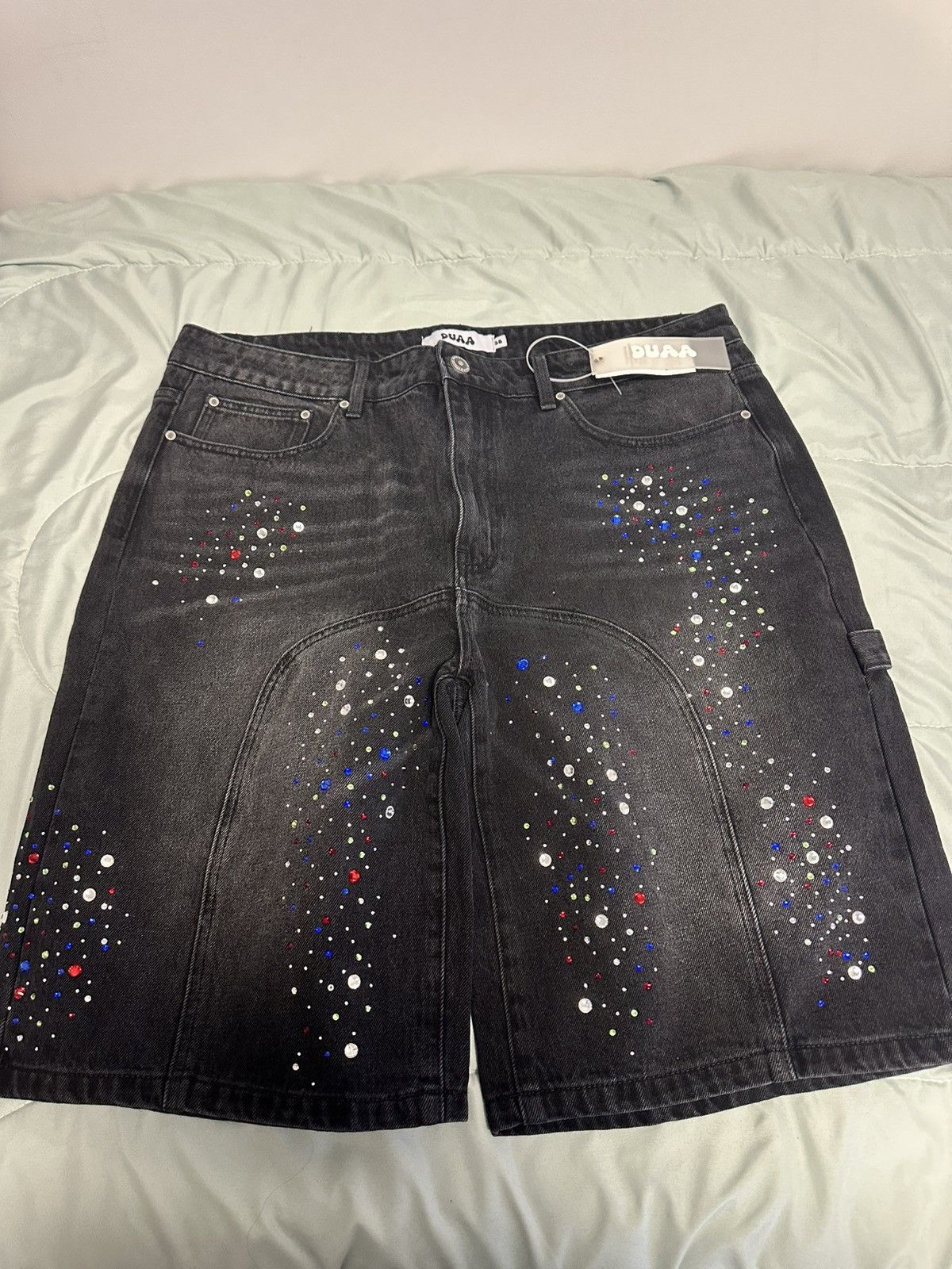 Other DUAA “Supplication” Stone Black Denim Short Rhinestones 38 Size US 38 / EU 54 - 1 Thumbnail