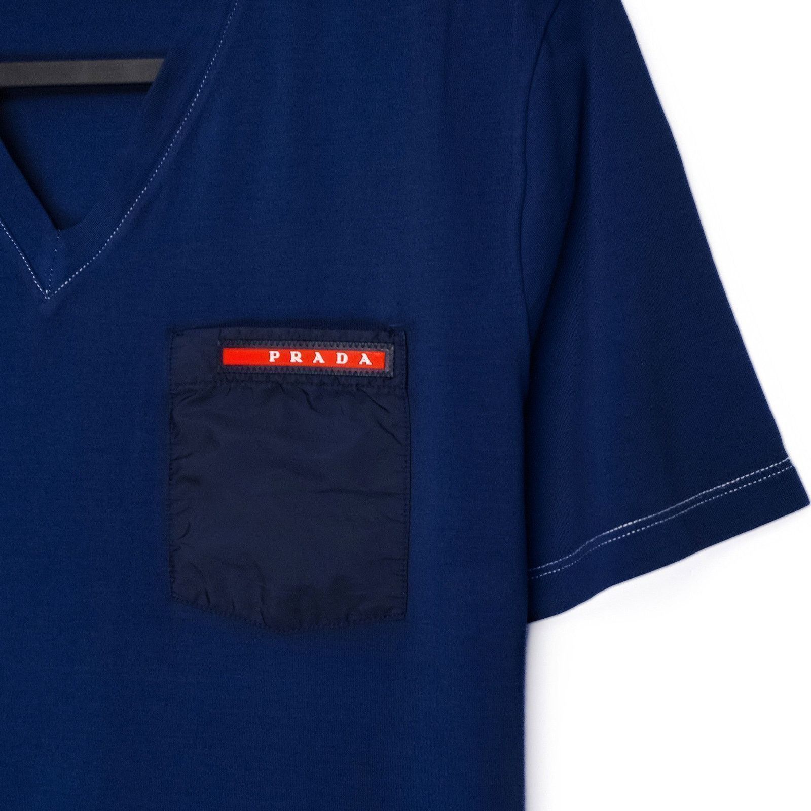 Prada Prada Linea Rossa Red Tab Logo Nylon Pocket Tee Shirt Size US S / EU 44-46 / 1 - 5 Thumbnail