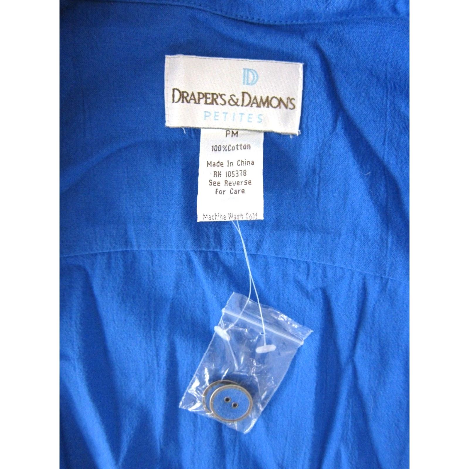 Vintage Draper's & Damon's Blue Cotton Zip Mock Neck Windbreaker Jacket PM Womens Jacket Windbreaker Pockets 100% Cotton Mid-Length Dark Blue Size M / US 6-8 / IT 42-44 - 3 Thumbnail