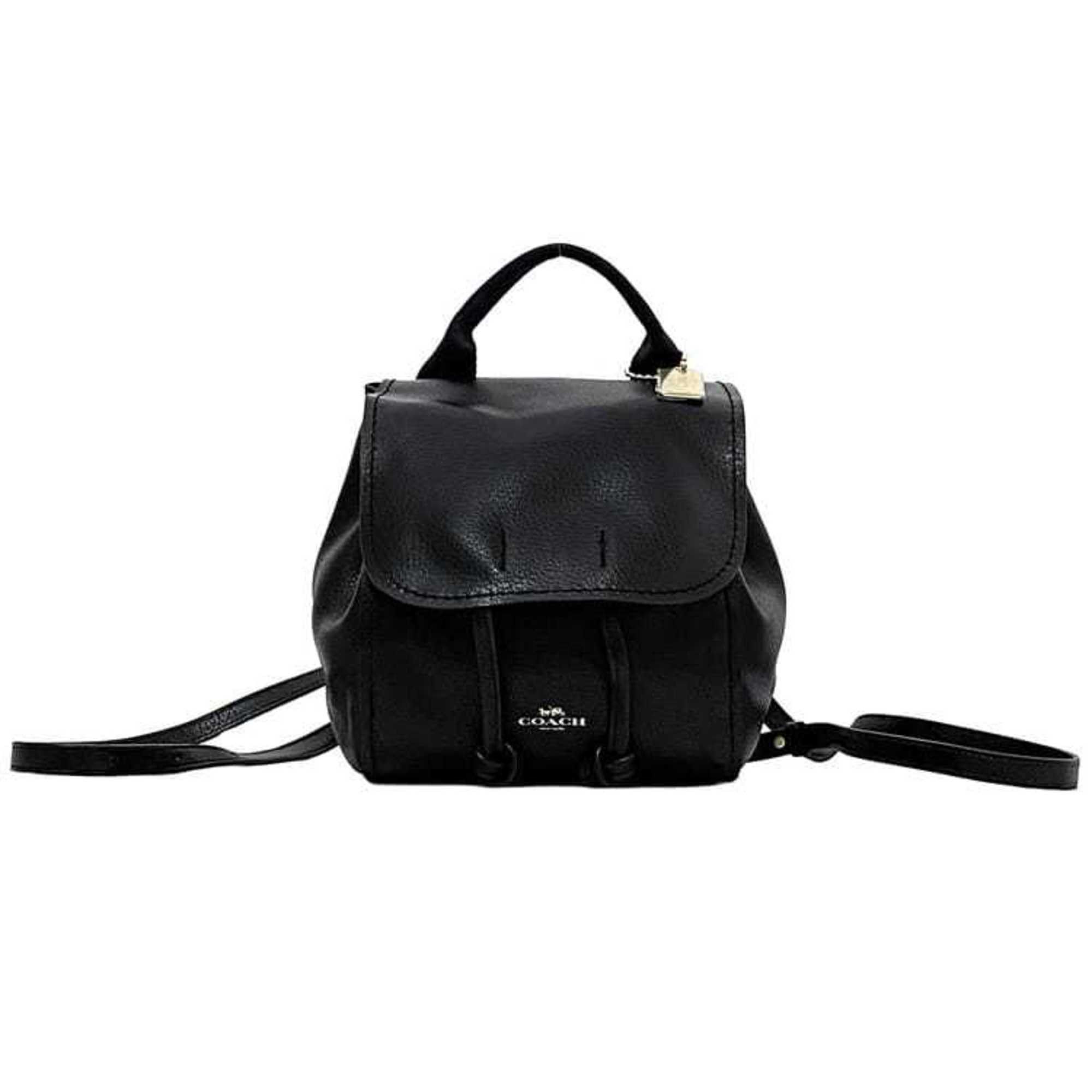 Coach Backpack ec-23343 Black F59819 Leather COACH Flap Mini Women's