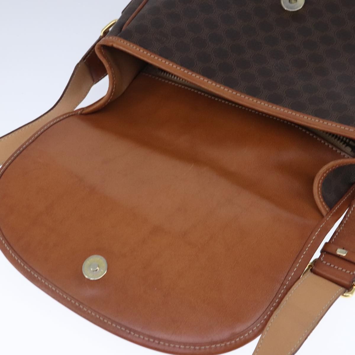 Celine CELINE Macadam Canvas Shoulder Bag Pvc Leather Brown Size ONE SIZE - 9 Thumbnail