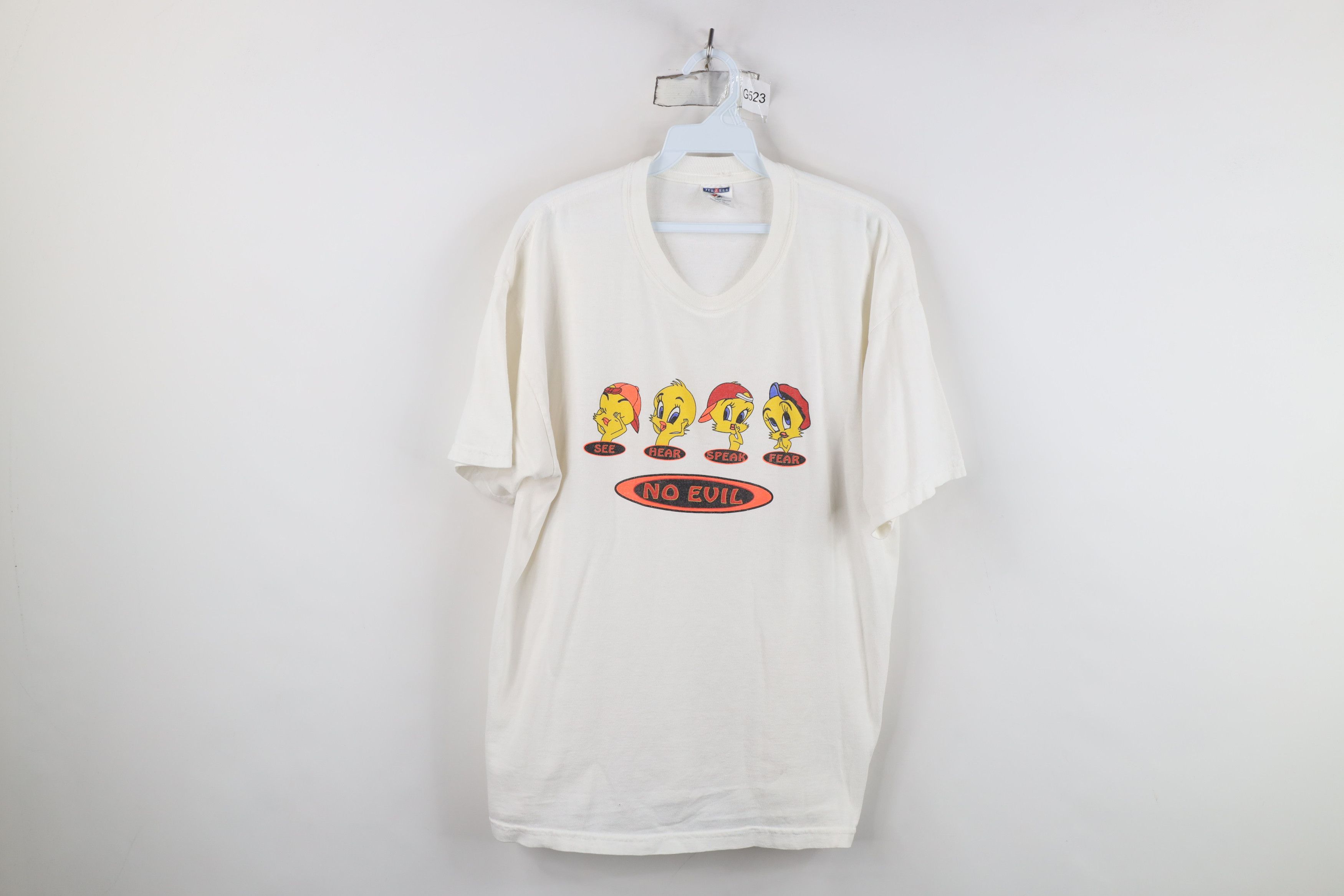 Vintage Vintage 90s Looney Tunes Tweety Bird Hear See Speak T-Shirt Size XL / US 12-14 / IT 48-50 - 1 Thumbnail