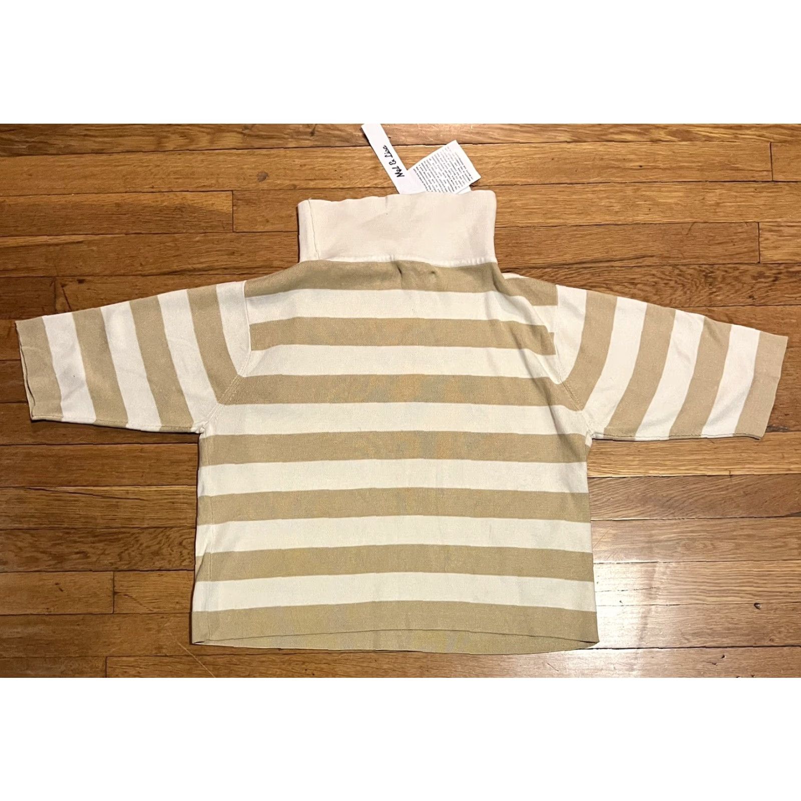 Melissa VINTAGE Mel & Lisa Sweater Turtleneck Crop Women’s Large Beige White Striped Size L / US 10 / IT 46 - 4 Thumbnail
