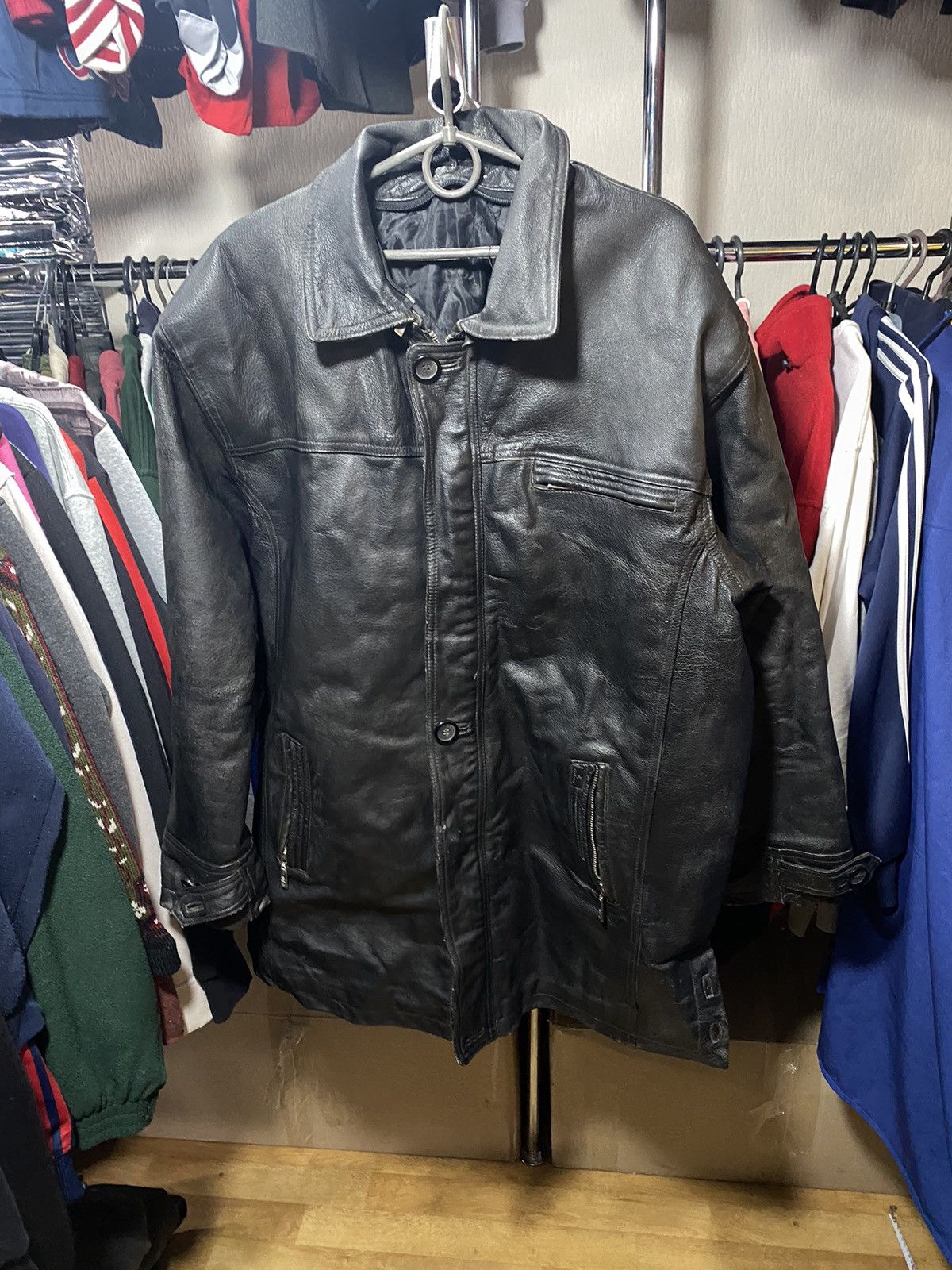 VINTAGE BLACK CROPPED RARE Y2K MOTO - DOCKERS LEATHER JACKET