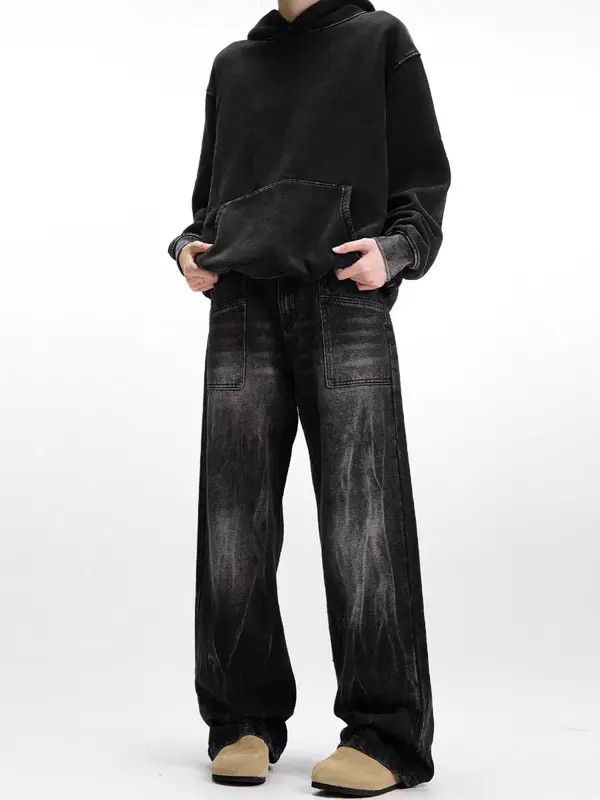 Japanese Brand VIBE High Street Design Washed Ash Straight Leg Jeans Size US 34 / EU 50 - 7 Thumbnail