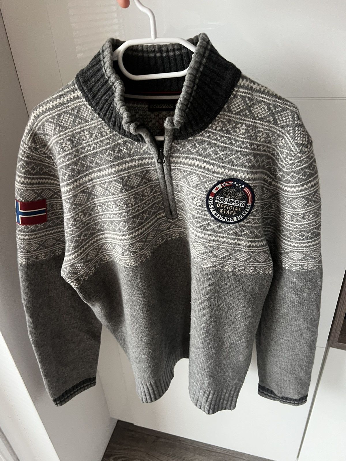 Napapijri Vintage Napapijri Laine Wool 100% Patch Logo Zip Sweater Size US XL / EU 56 / 4 - 5 Thumbnail