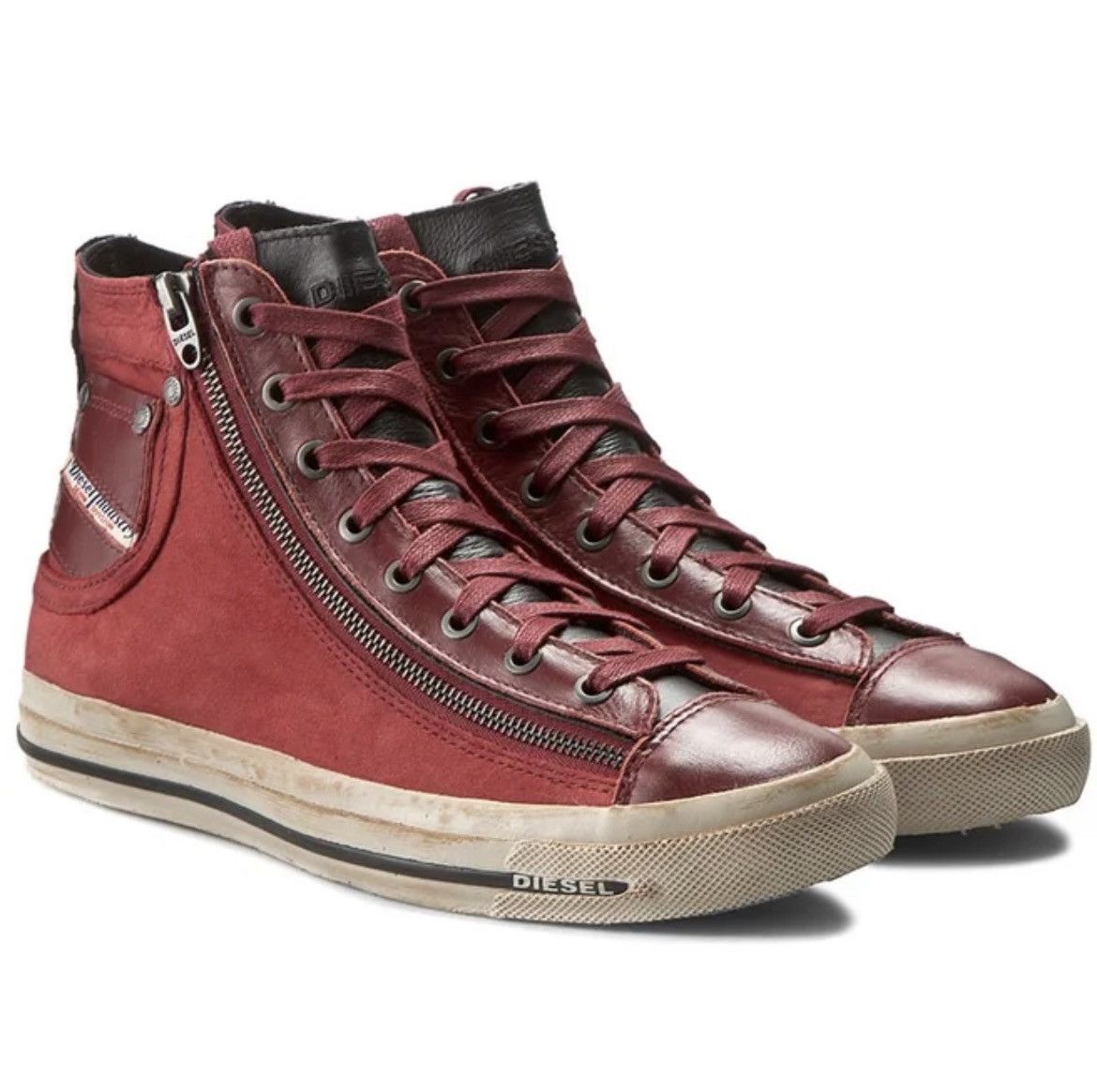 DIESEL EXPO ZIP LEATHER FASHION SNEAKERS