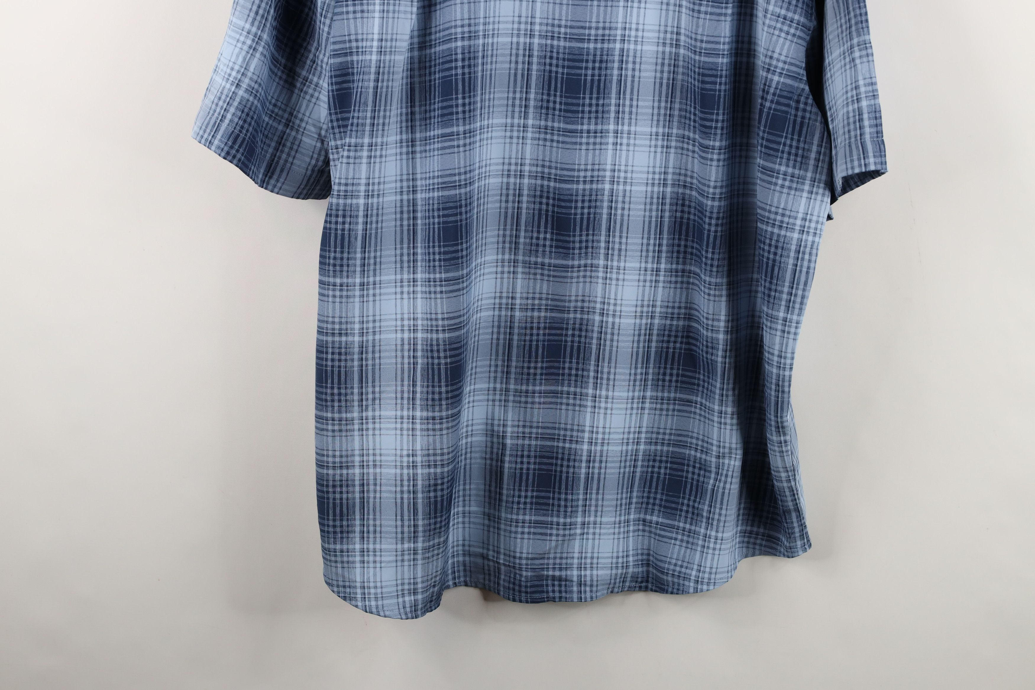 Orvis Y2K Orvis Knit Short Sleeve Collared Button Shirt Blue Plaid Size US XL / EU 56 / 4 - 12 Thumbnail