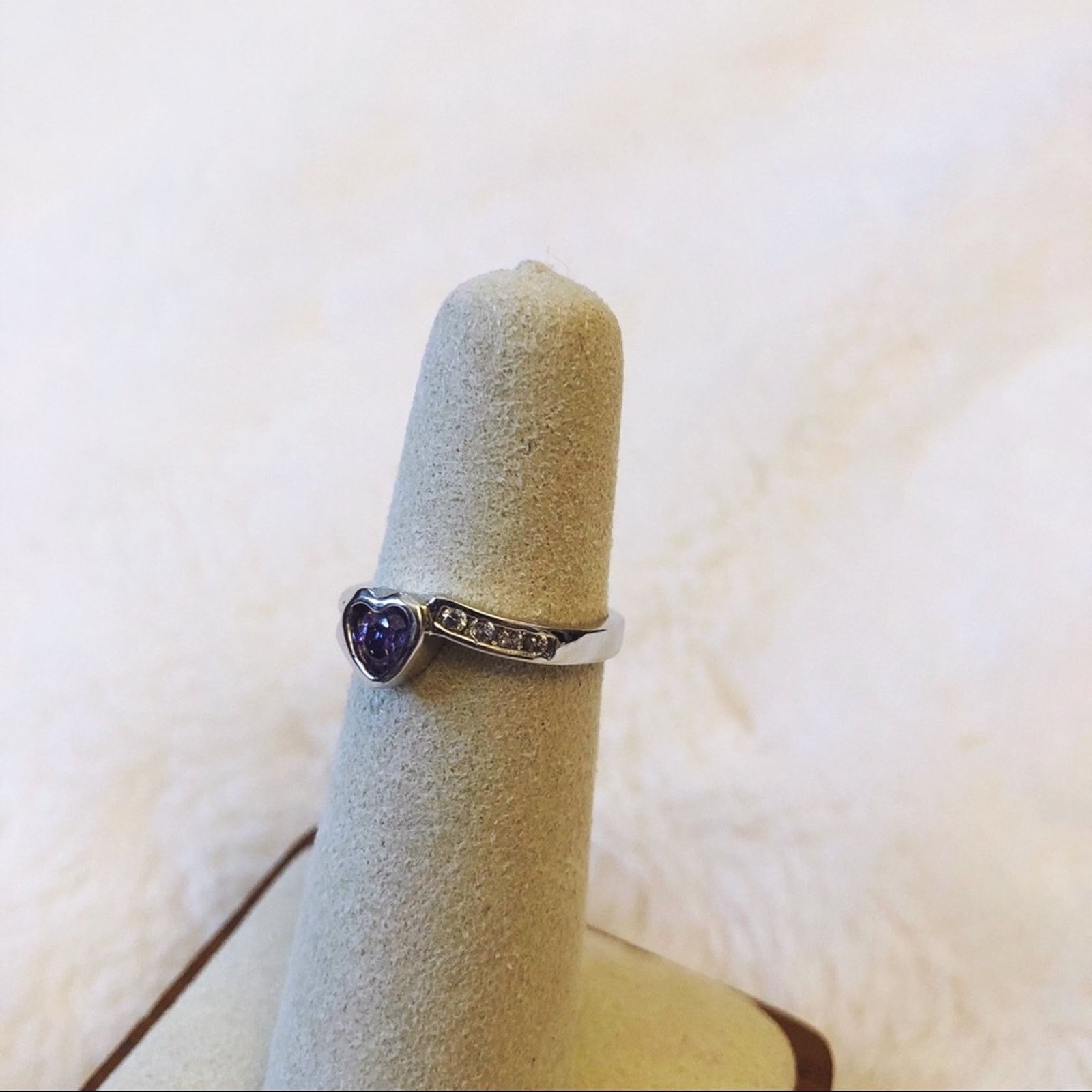 Other Silver Purple Heart Crystal Ring Size ONE SIZE - 2 Thumbnail