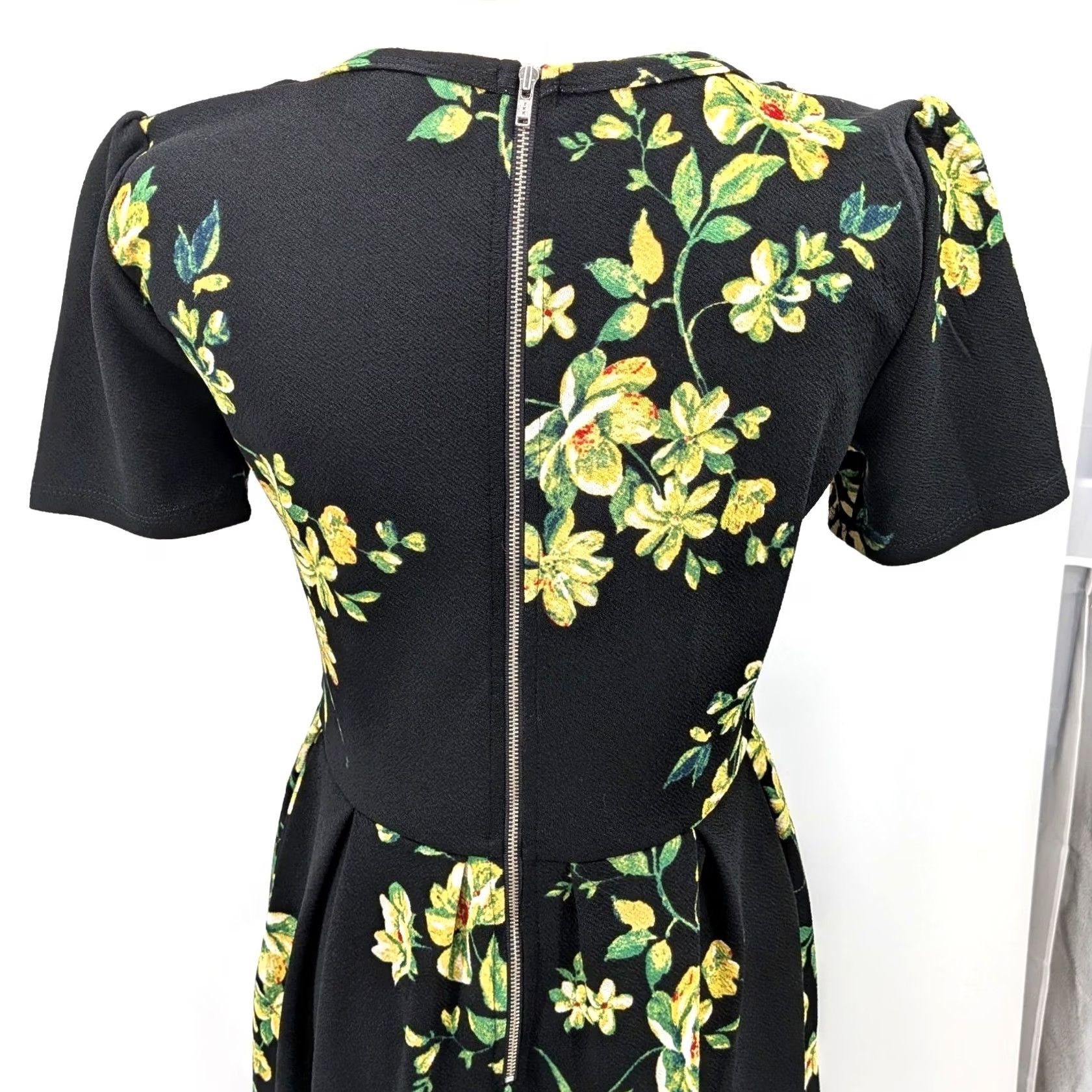 Vintage Floral Fit & Flare Dress Puff Sleeve Soft Girl Black Size S LuLaRoe Women Size S / US 4 / IT 40 - 7 Thumbnail