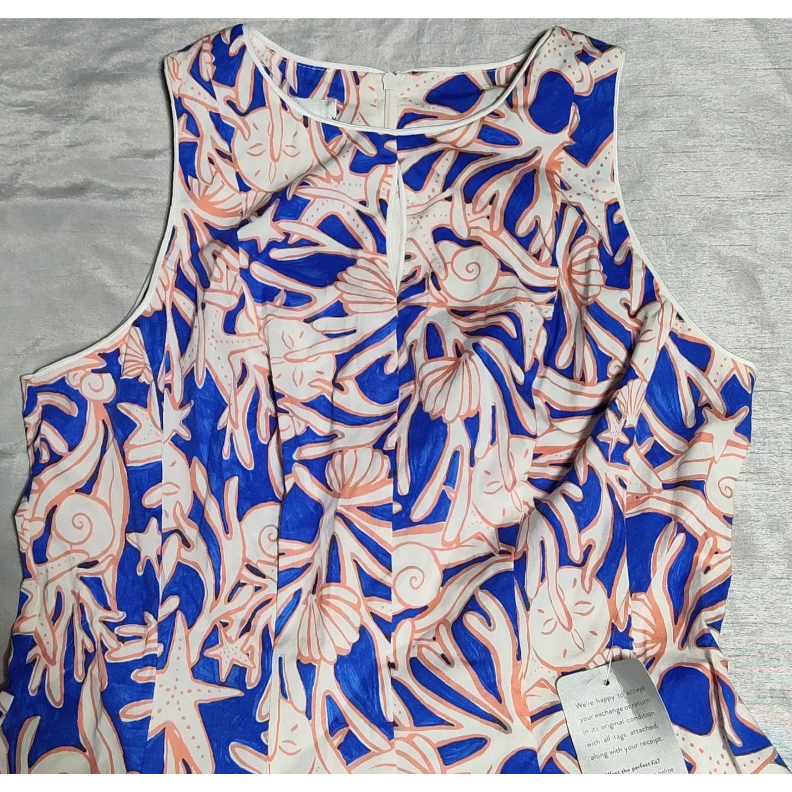 Donna Morgan Donna Morgan Women 6 Cobalt Peach Sleeveless Stretch Cotton Fit & Flare Dress NEW Size M / US 6-8 / IT 42-44 - 6 Thumbnail