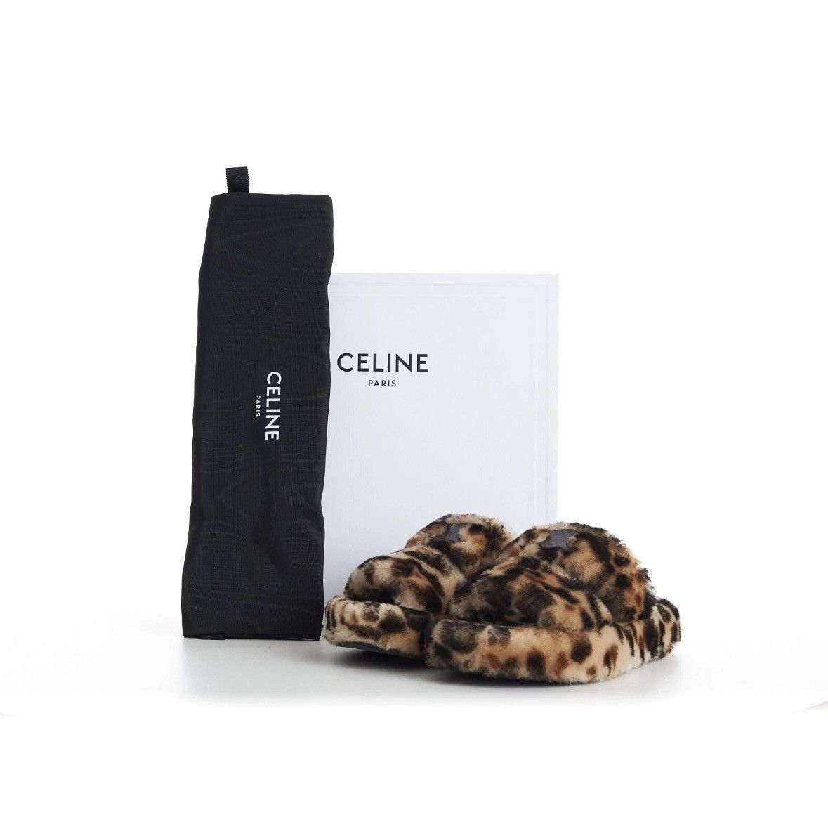Celine Shearling Fur Slide Sandals - Leopard Pattern Size US 9.5 / IT 39.5 - 2 Thumbnail