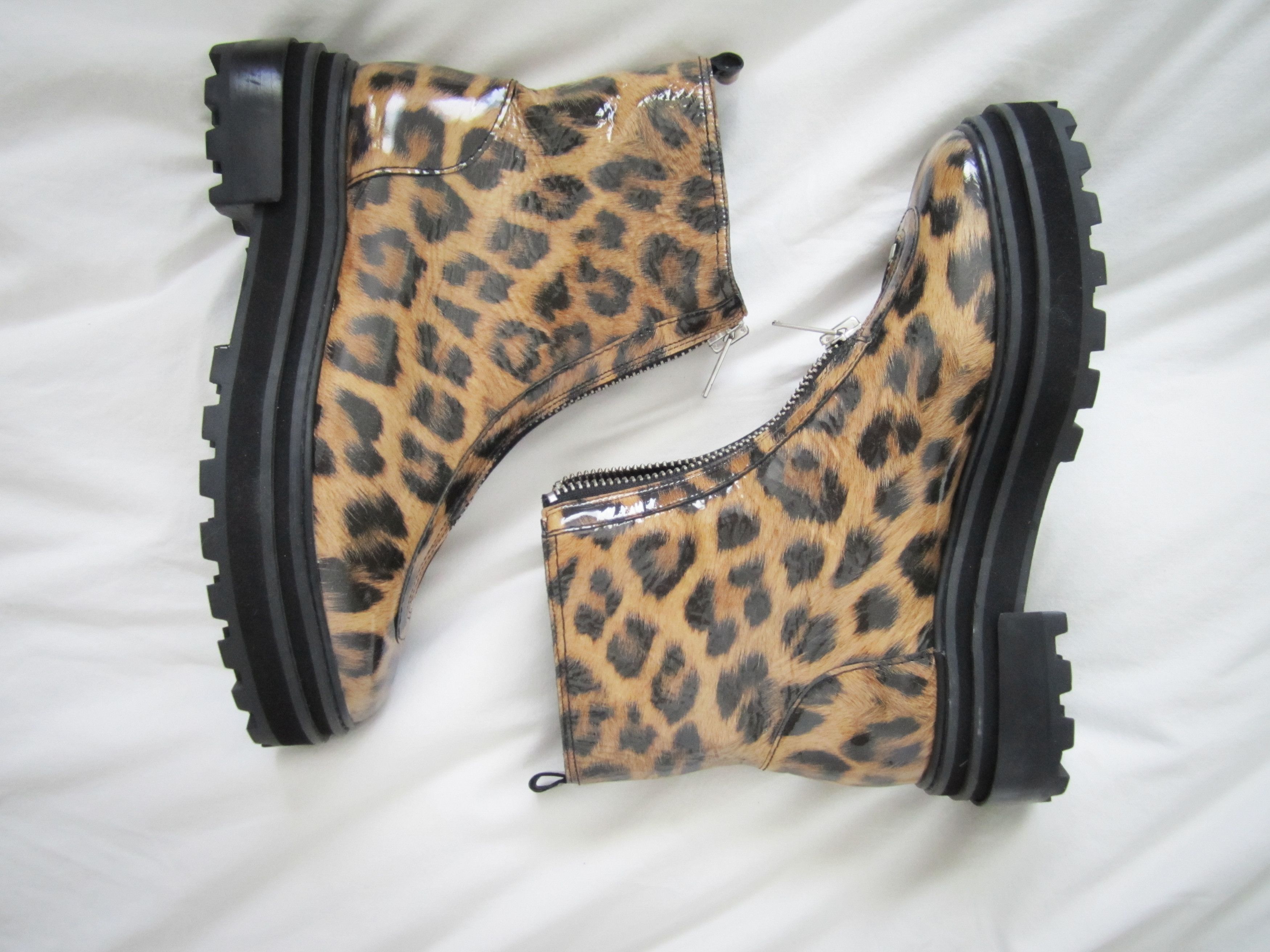SCHUTZ SCHUTZ Maryele Leopard Patent Leather Combat Boots Size US 9 / IT 39 - 1 Thumbnail