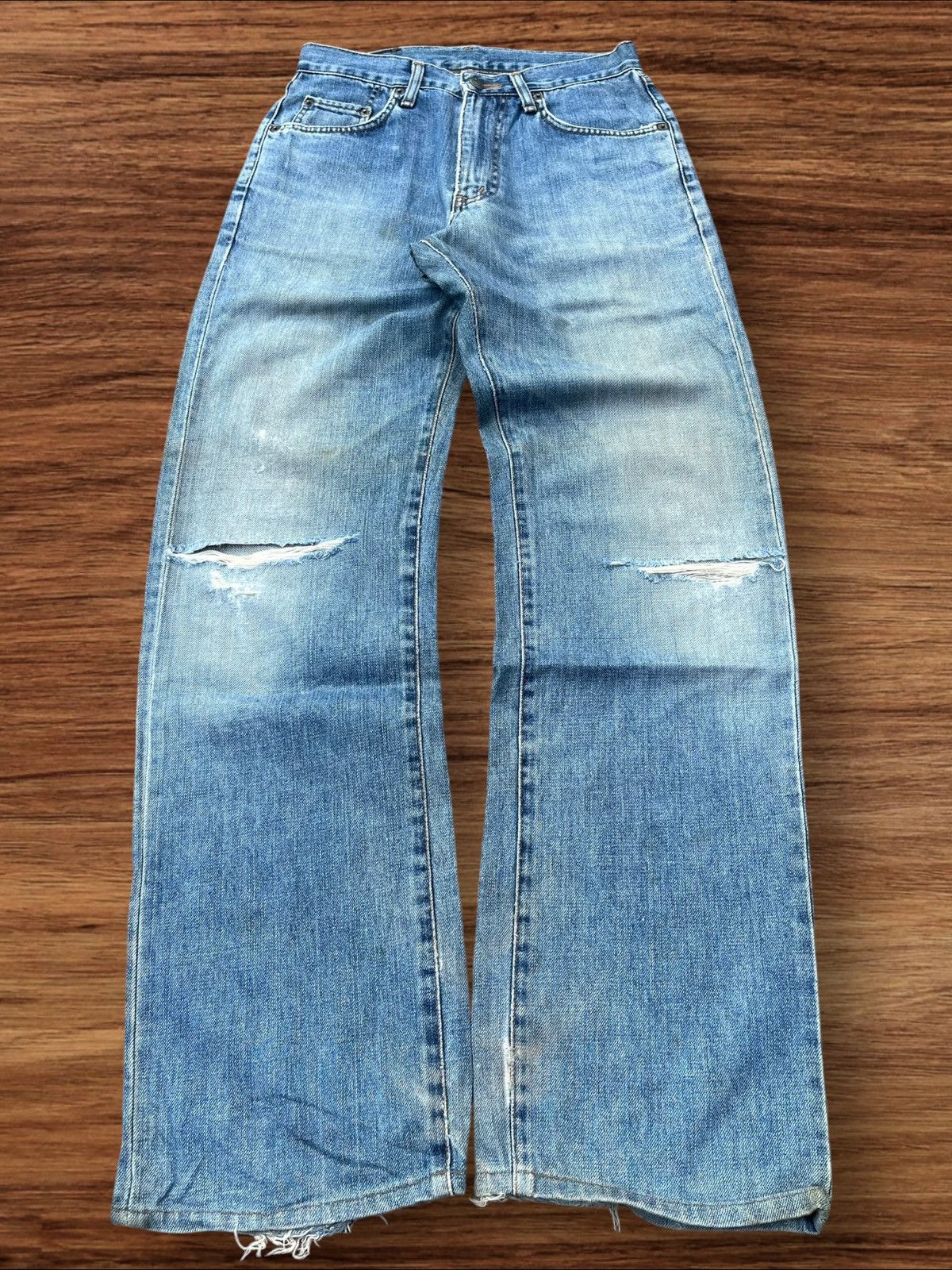 Edwin × Japanese Brand Vintage Japanese Brand Blue Washed Distressed Straight Jeans Size US 28 / EU 44 - 1 Thumbnail