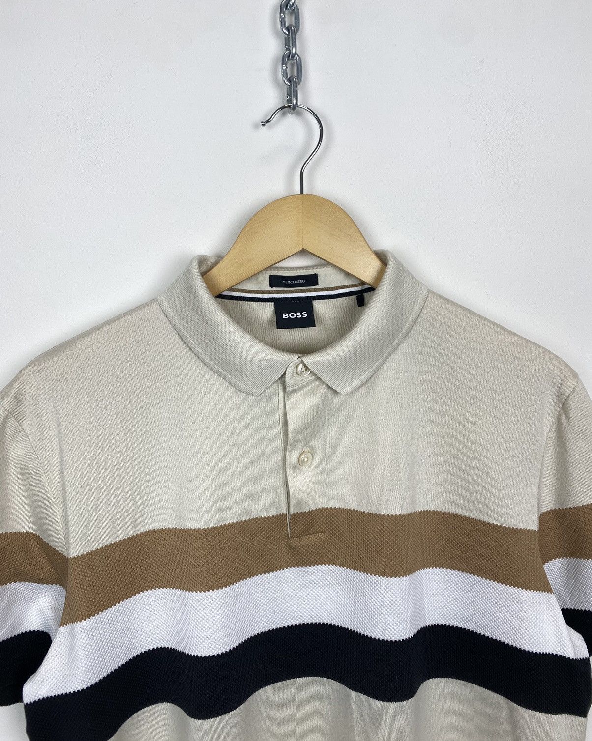 Hugo Boss Hugo Boss Polo Shirt Short Sleeve Buttons-Up Striped Top Size US L / EU 52-54 / 3 - 2 Thumbnail