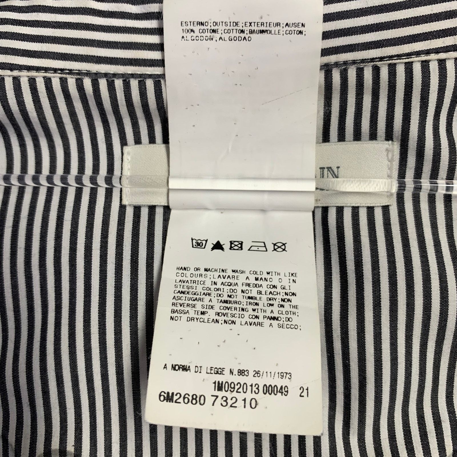 Pierre Balmain Silver Black White Stripe Studded Cotton Long Sleeve Shirt Size US M / EU 48-50 / 2 - 7 Thumbnail