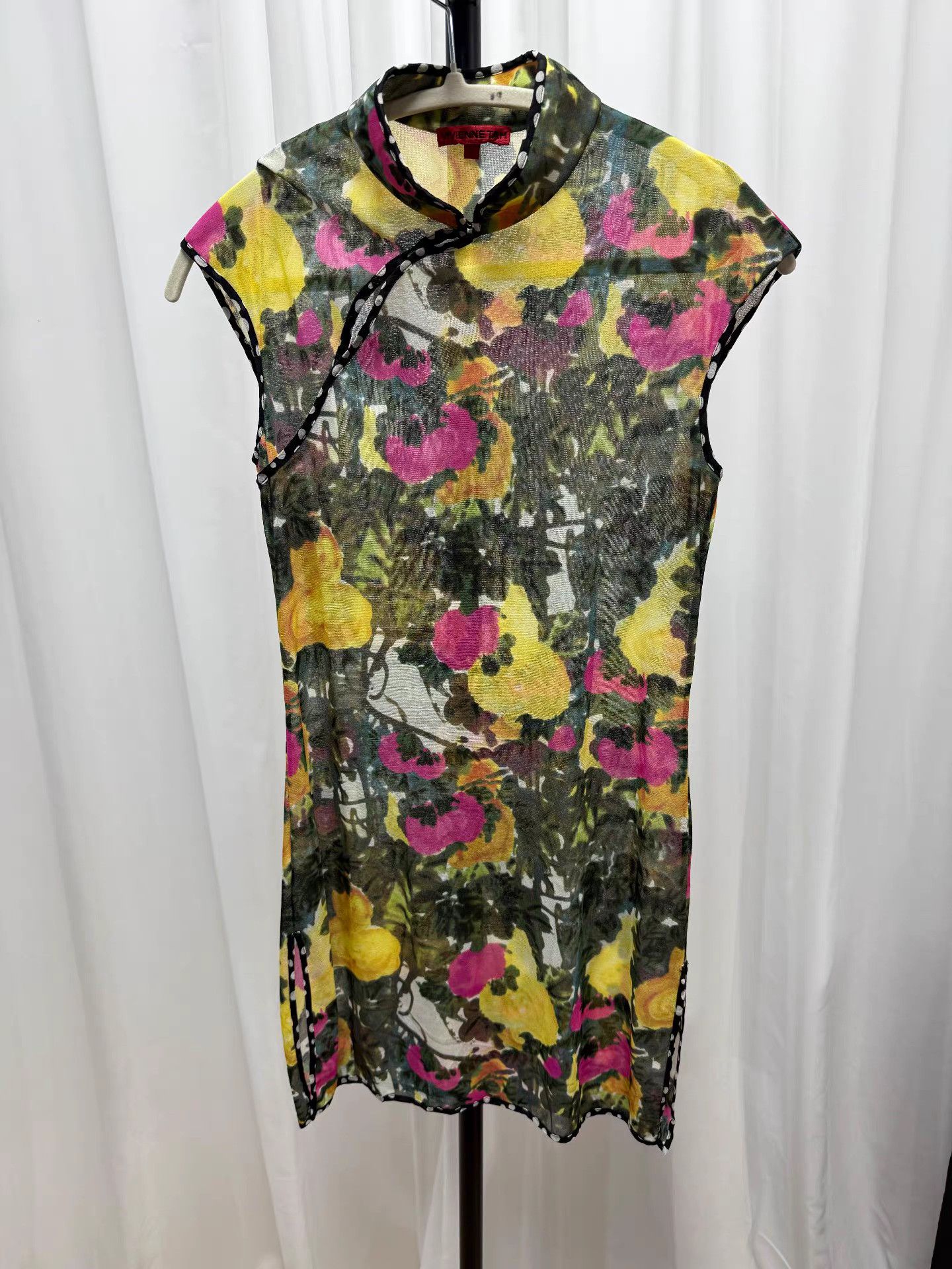 Vivienne Tam VIVIENNE TAM Oil Painting Flower Mesh Cheongsam K20 Size S / US 4 / IT 40 - 1 Thumbnail