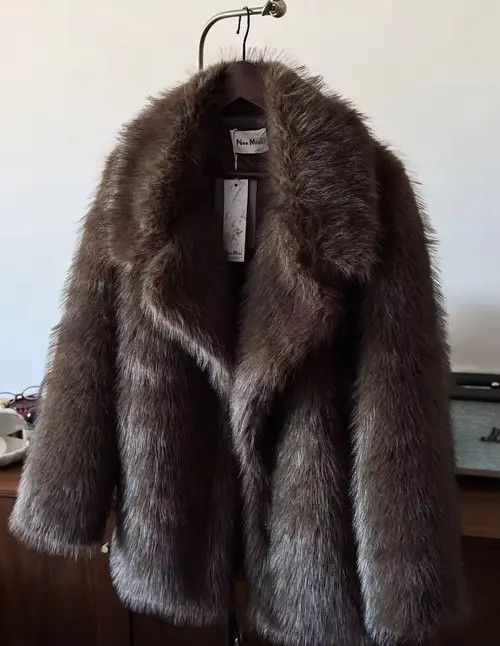 Designer Warm Winter Fluffy Oversized Faux Fur Coat Jacket Size L / US 10 / IT 46 - 2 Thumbnail