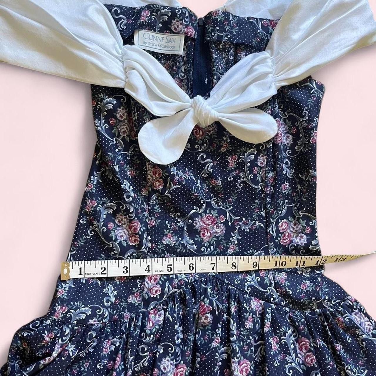Jessica McClintock GUNNE SAX • 1980s RARE VINTAGE COTTON FLORAL CORSET DRESS Size XS / US 0-2 / IT 36-38 - 7 Thumbnail