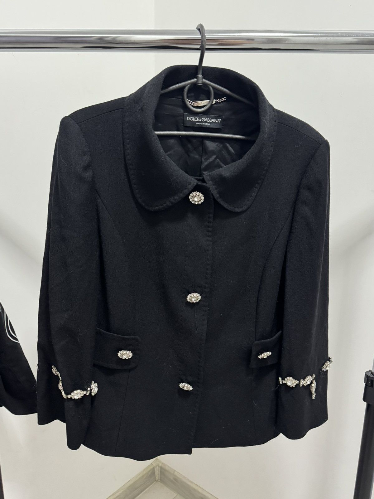 Dolce & Gabbana Dolce Gabbana Wool Embellished Cropped Jacket Crystal Button Size L / US 10 / IT 46 - 4 Thumbnail