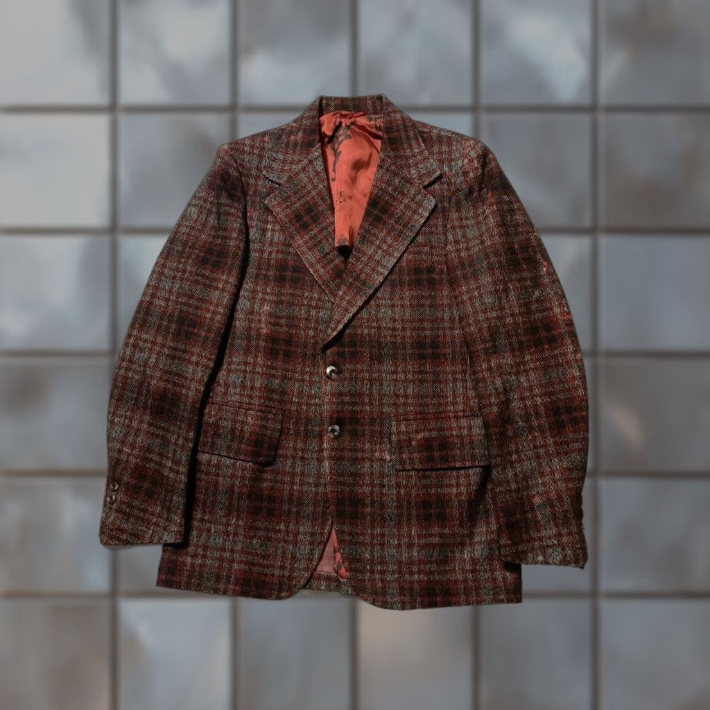 Vintage VINTAGE Mcgregor Gottschalks Shadow Plaid Wool Tweed Sports Blazer Jacket 60s 70s Size 40 Size 40R - 1 Thumbnail
