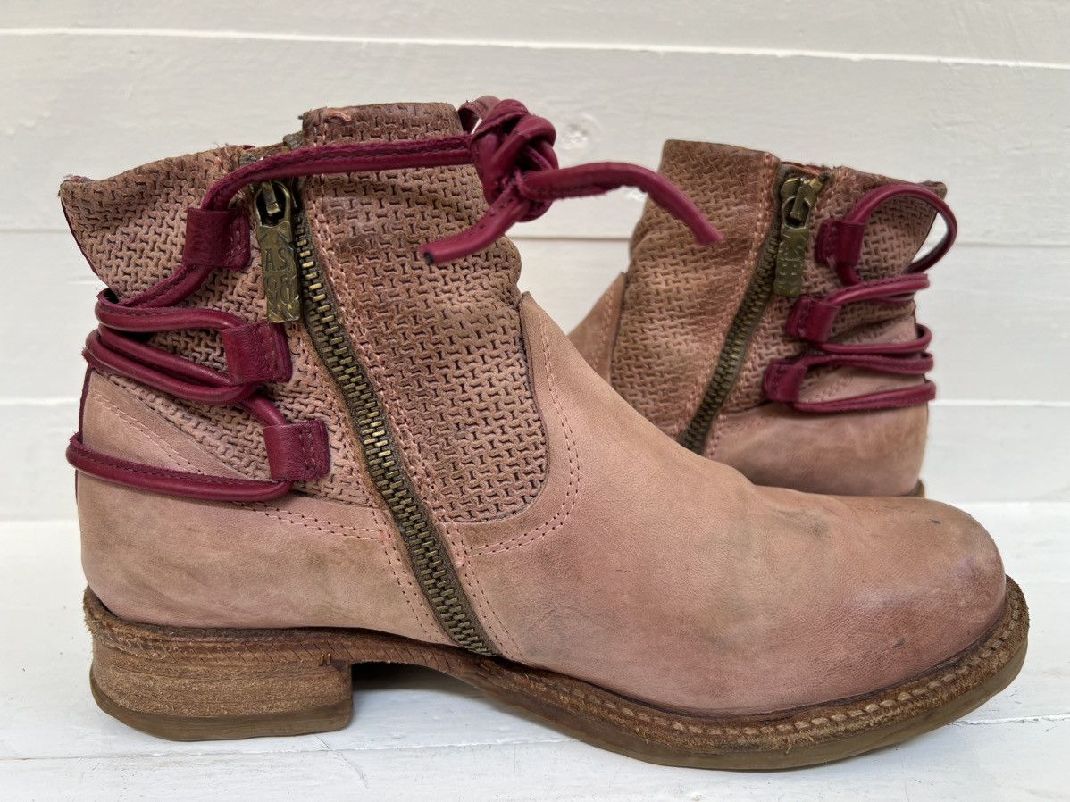 A.S.98 Airstep AS98 Beige Leather Boho Biker Ankle Boots Size US 8 / IT 38 - 9 Thumbnail