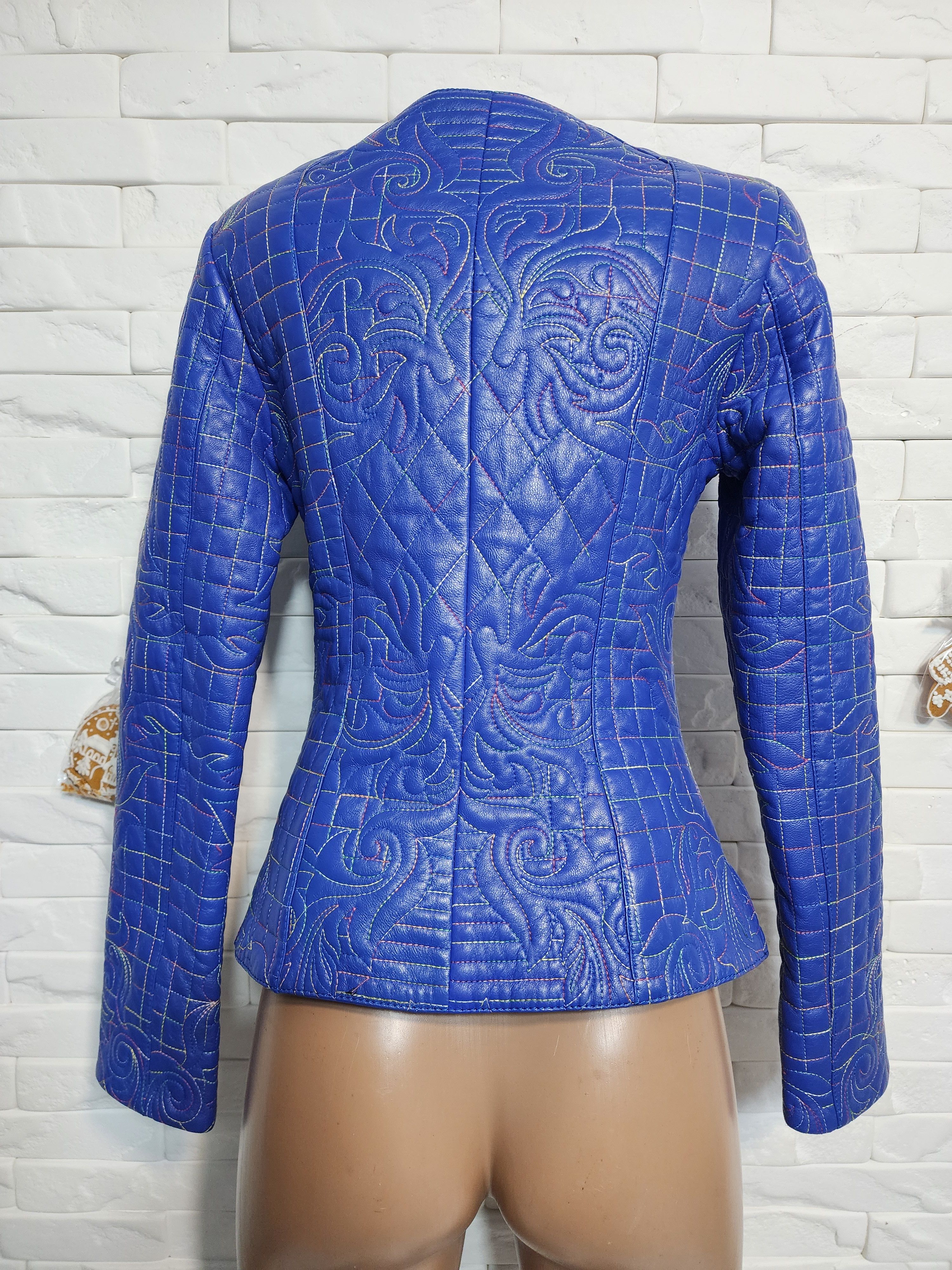 Other Blue Leather Jacket: Women's Fitted Moto Style Size XS / US 0-2 / IT 36-38 - 4 Thumbnail