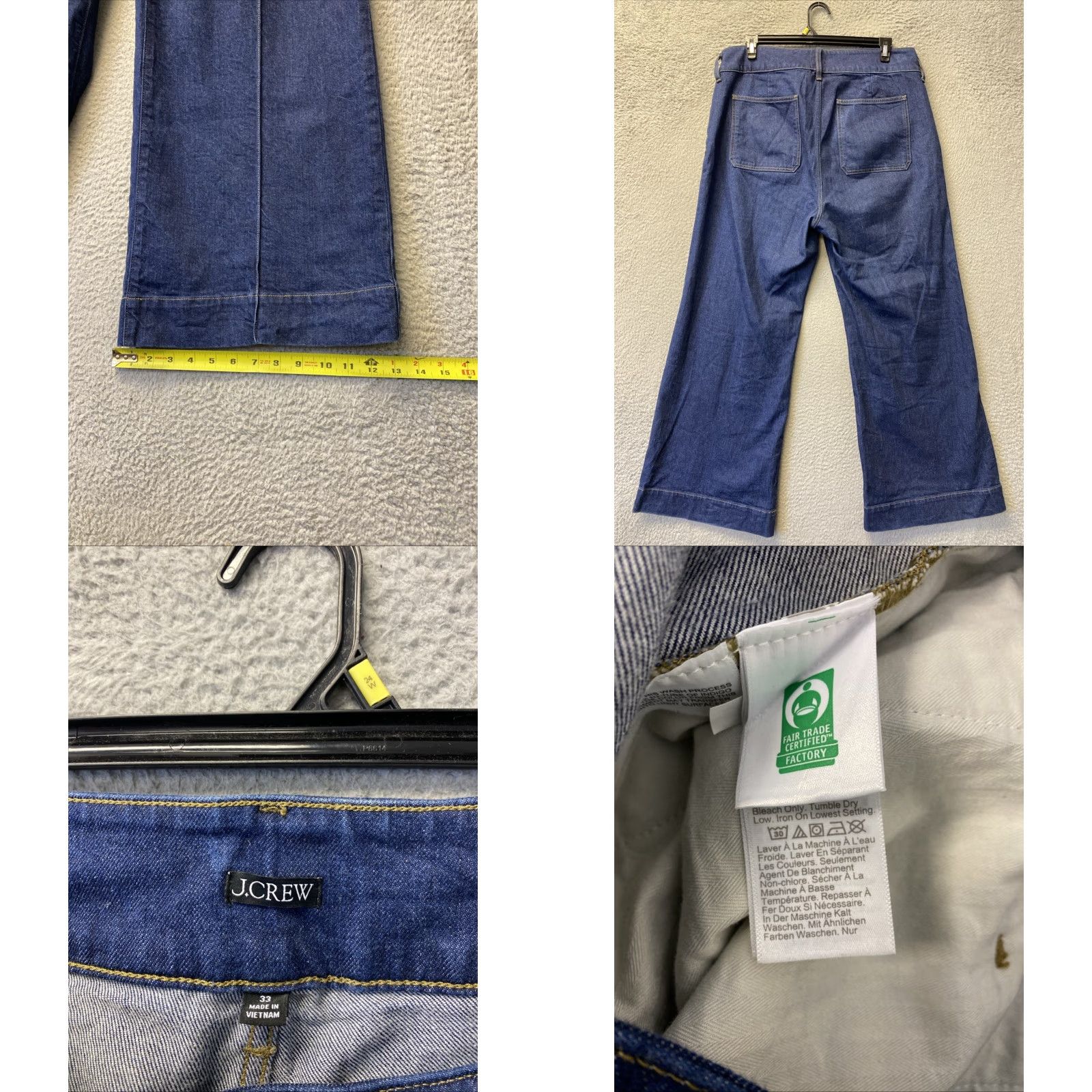 J.Crew J.Crew Jeans Women Wide-Leg 33 Regular Inseam 32 Blue Denim Cotton Button Stacked Buttons N/A Size 24" / US 00 / IT 34 - 8 Thumbnail