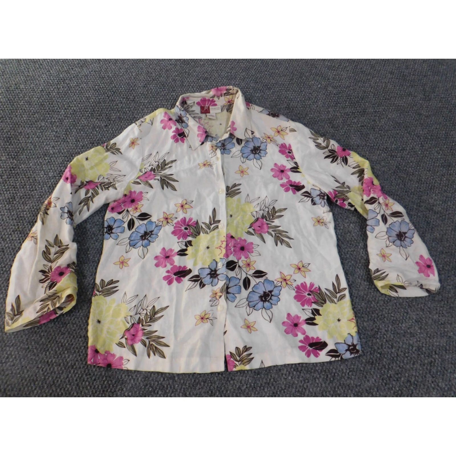 JM Collection JM Collection top 14P Petite linen floral Womens Button-Up Casual Shirt XL? Size XL / US 12-14 / IT 48-50 - 4 Thumbnail