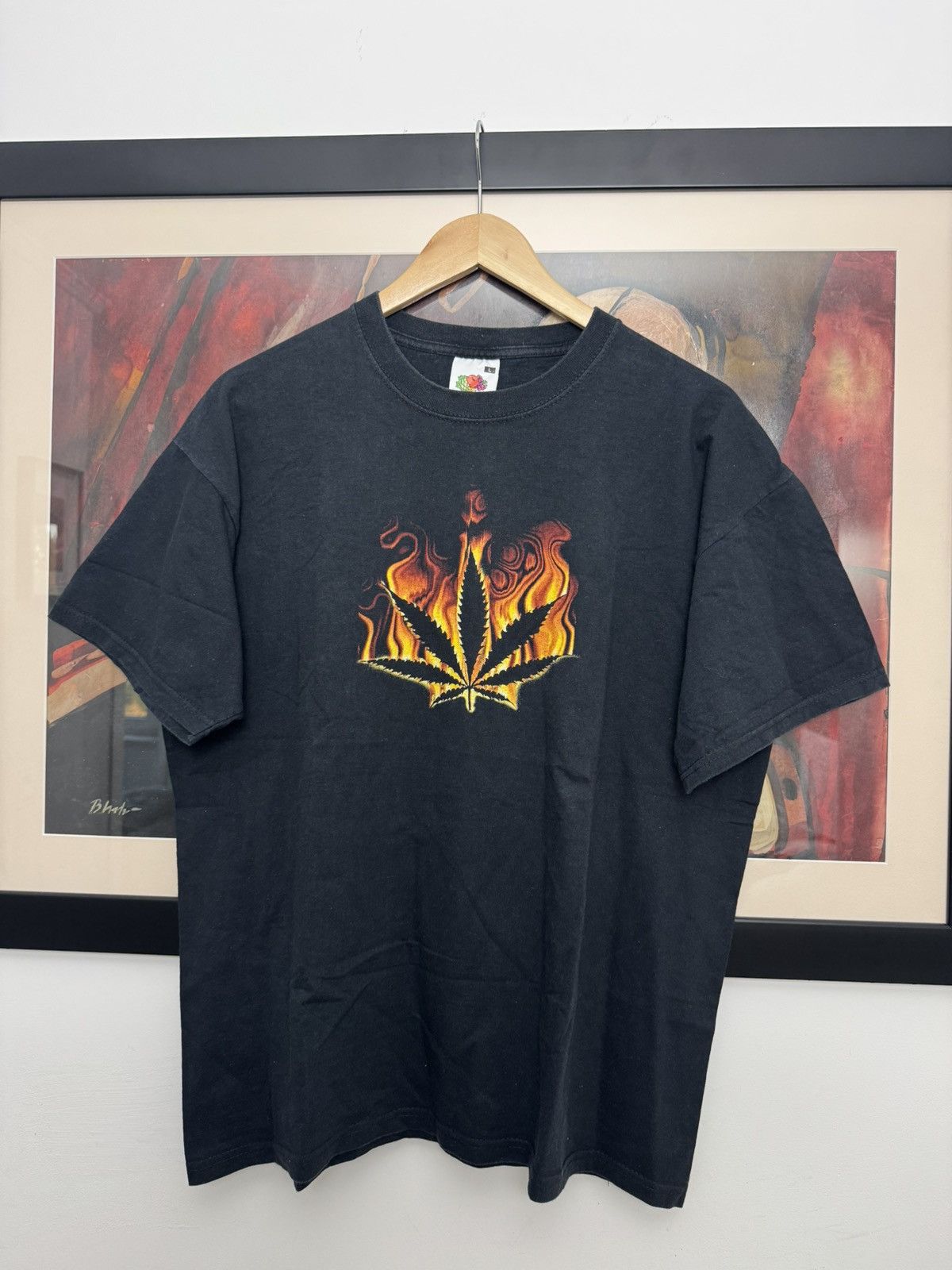 Vintage Marijuana flame weed logo Vintage Y2k Streetwear Washed Size US L / EU 52-54 / 3 - 1 Thumbnail