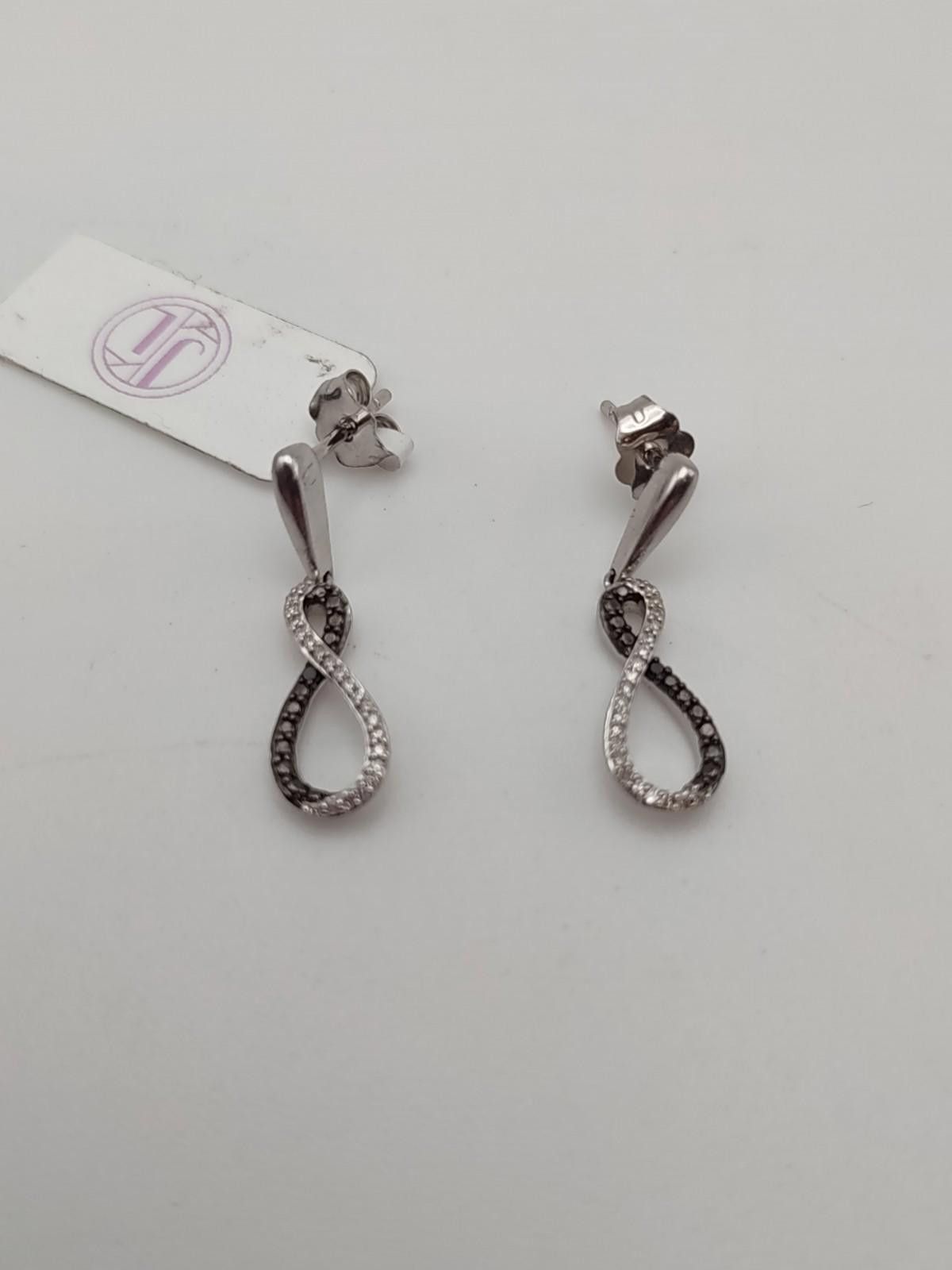 Other Jewelili 925 Silver & Diamonds Rhodium Black White Infinity Size ONE SIZE - 2 Thumbnail