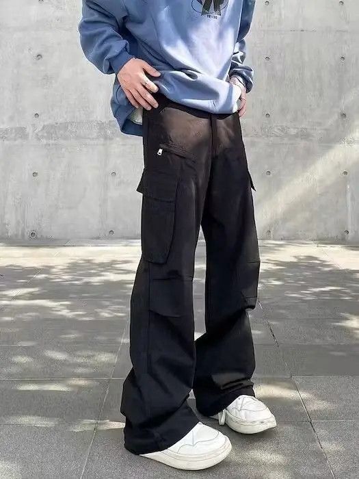 Japanese Brand × Vintage Cargo Baggy Flared Black Pants Size US 32 / EU 48 - 1 Thumbnail
