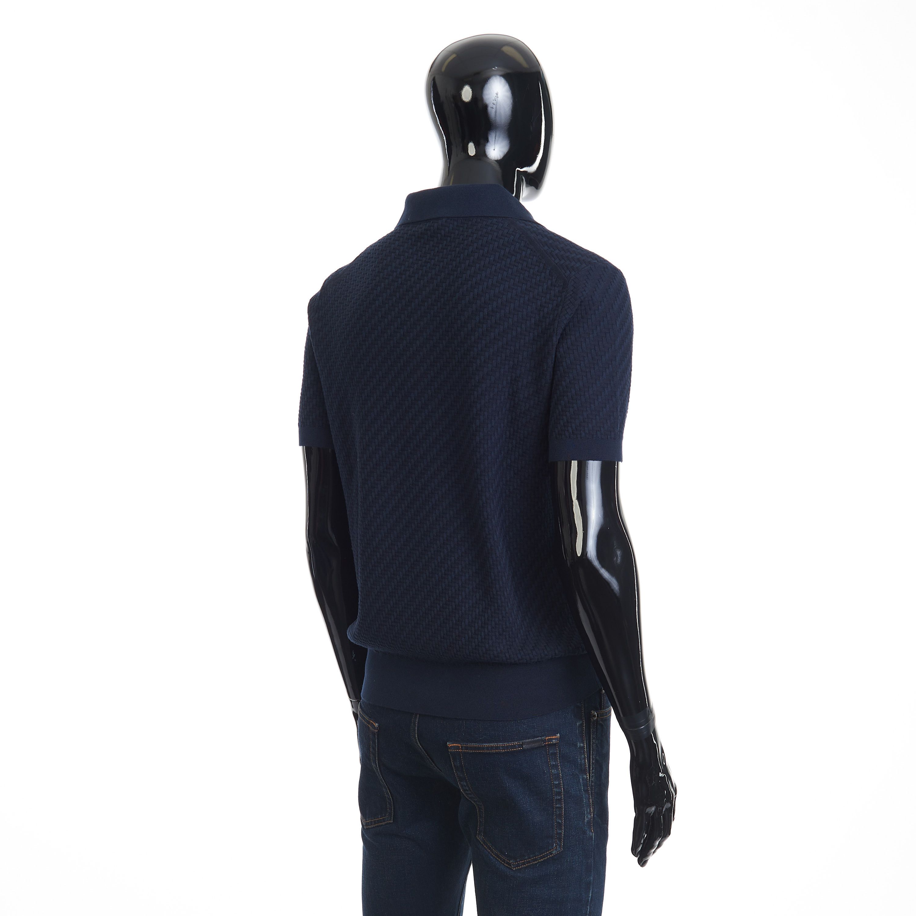 Brioni Navy Blue Polo Shirt - Trama Weave Cotton Silk & Cashmere Size US L / EU 52-54 / 3 - 5 Thumbnail